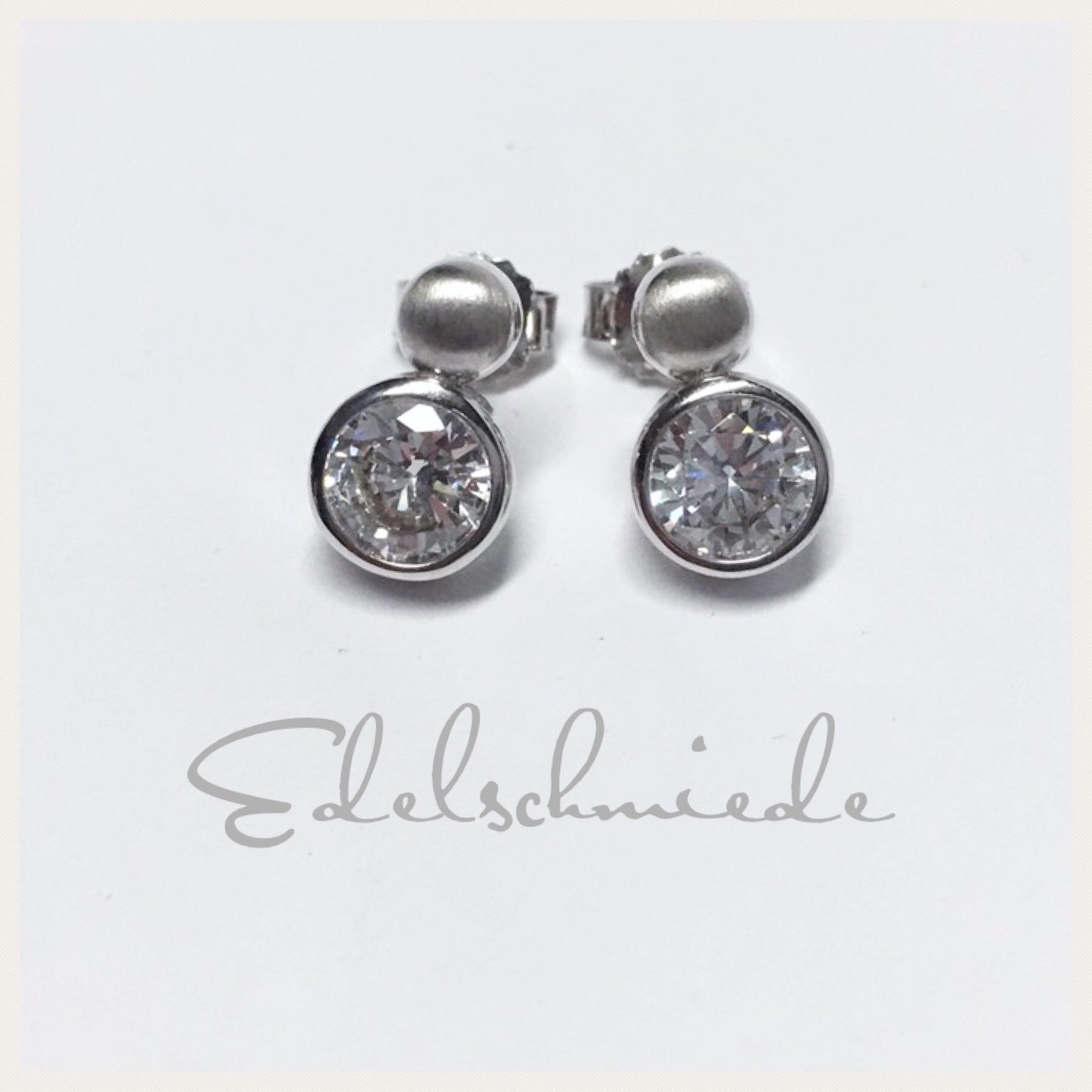 Ohrstecker-Set runde Ohrstecker in 925 Silber rhod mit Zirkonia