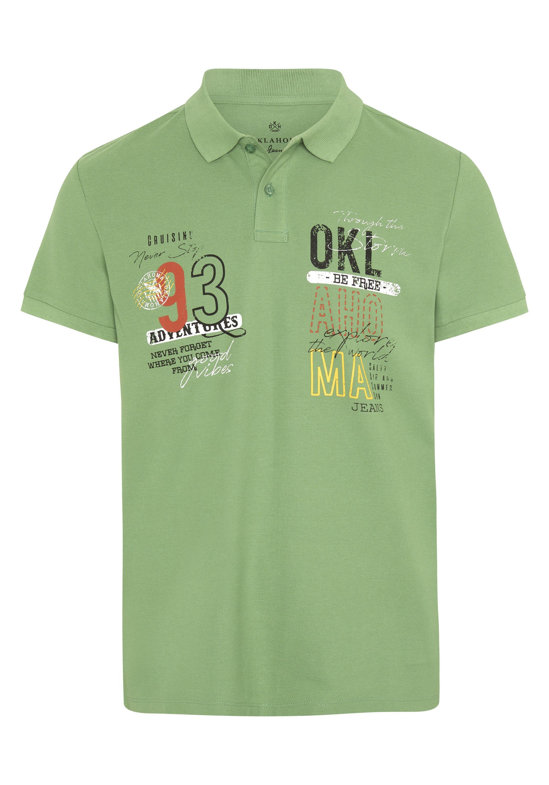 Oklahoma Jeans Poloshirt aus Piqué 16-6116 Shale Green | Poloshirts