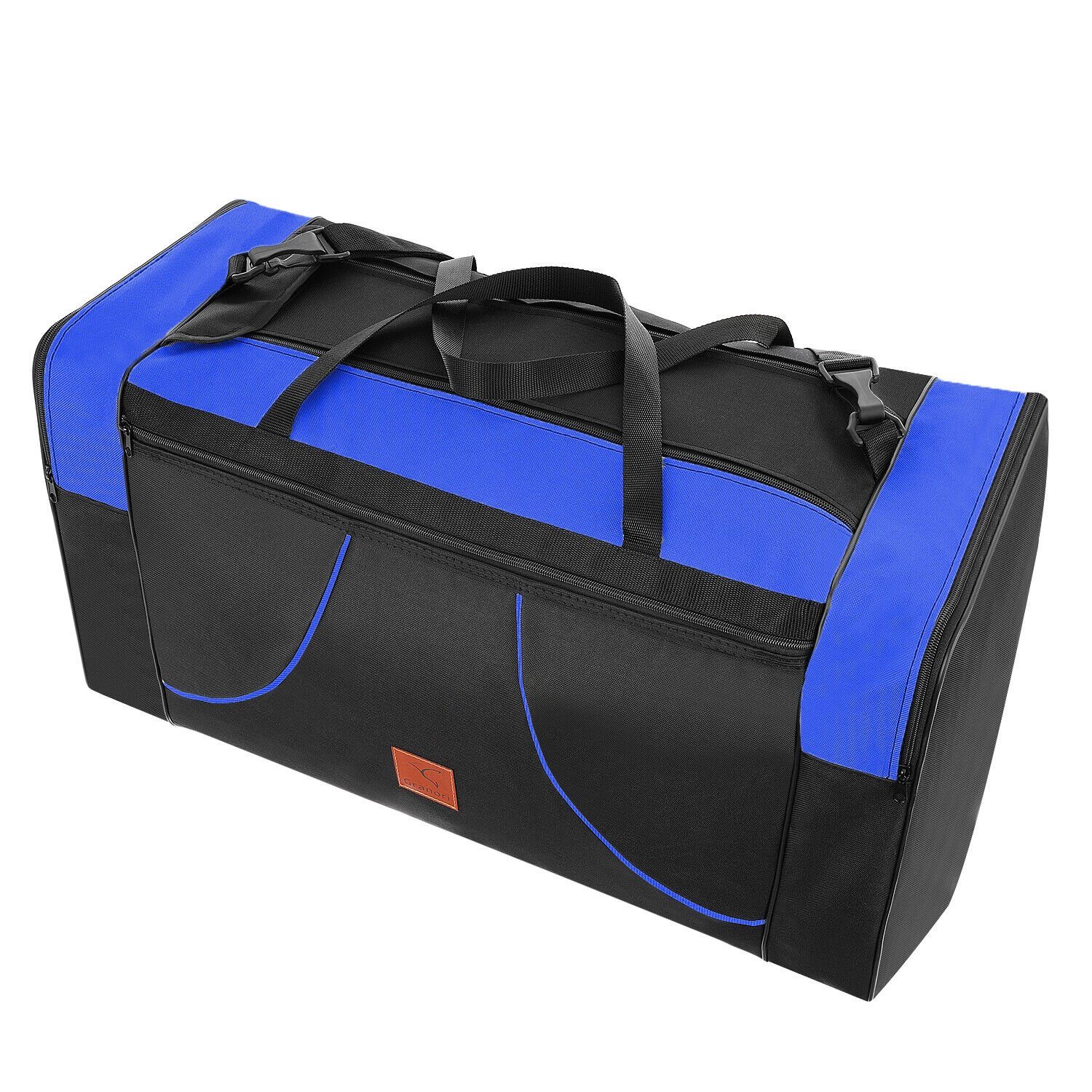 Granori Reisetasche XL für Flugzeug mit Schultergurt und mehreren Fächern – leicht & groß, faltbar und mit 80 l Fassungsvermögen, für Damen & Herren Blau-Schwarz