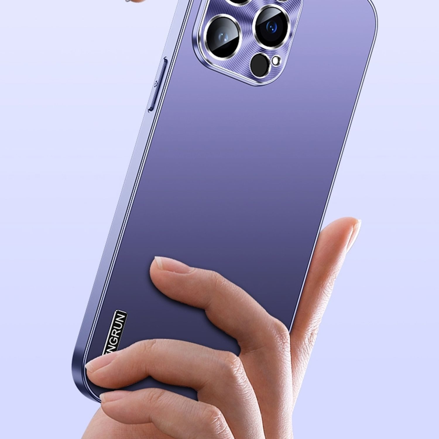 Wigento Handyhülle Für Apple iPhone 16 Pro Max Feinmattes Metall Design Hülle Case Silber, Mikro-frostige Metallic-Lackierung, stilvolles Design