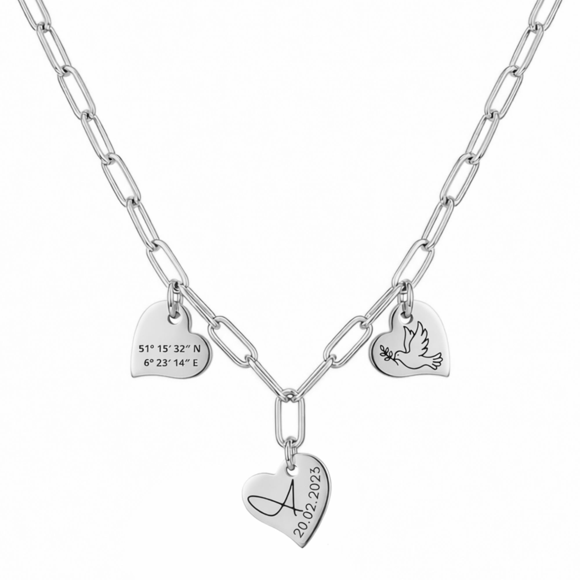 BS Schmuckdesign Kette mit Anhänger mit Gravur Personalisierte Halskette Damen Herzkette Gravur persönliches Geschenk (inkl. Gravur), personalisiert inkl. Geschenkbox