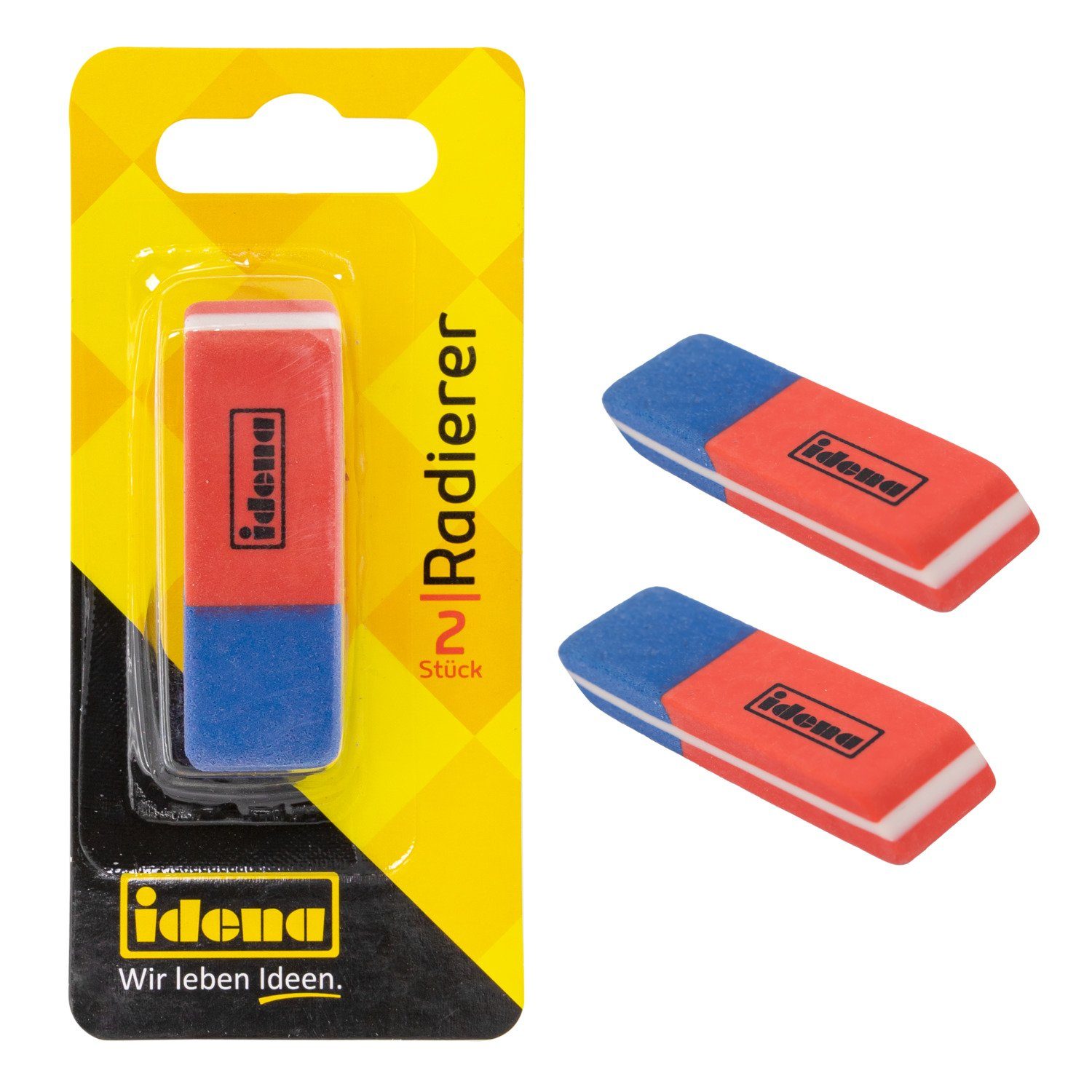 Idena Radiergummi Idena 522023 - Radierer für Bleistift und Tinte, 2 Stück