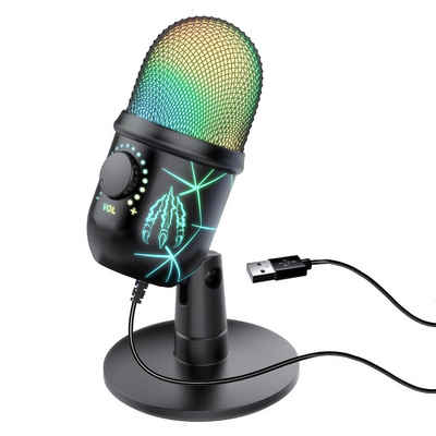 JOEAIS Streaming-Mikrofon USB Mikrofon PC Gaming Microphone Podcast für Streaming Standmikrofon, für PS4 PS5 MAC mit RGB-Steuerung, Stummschalter, Popfilter
