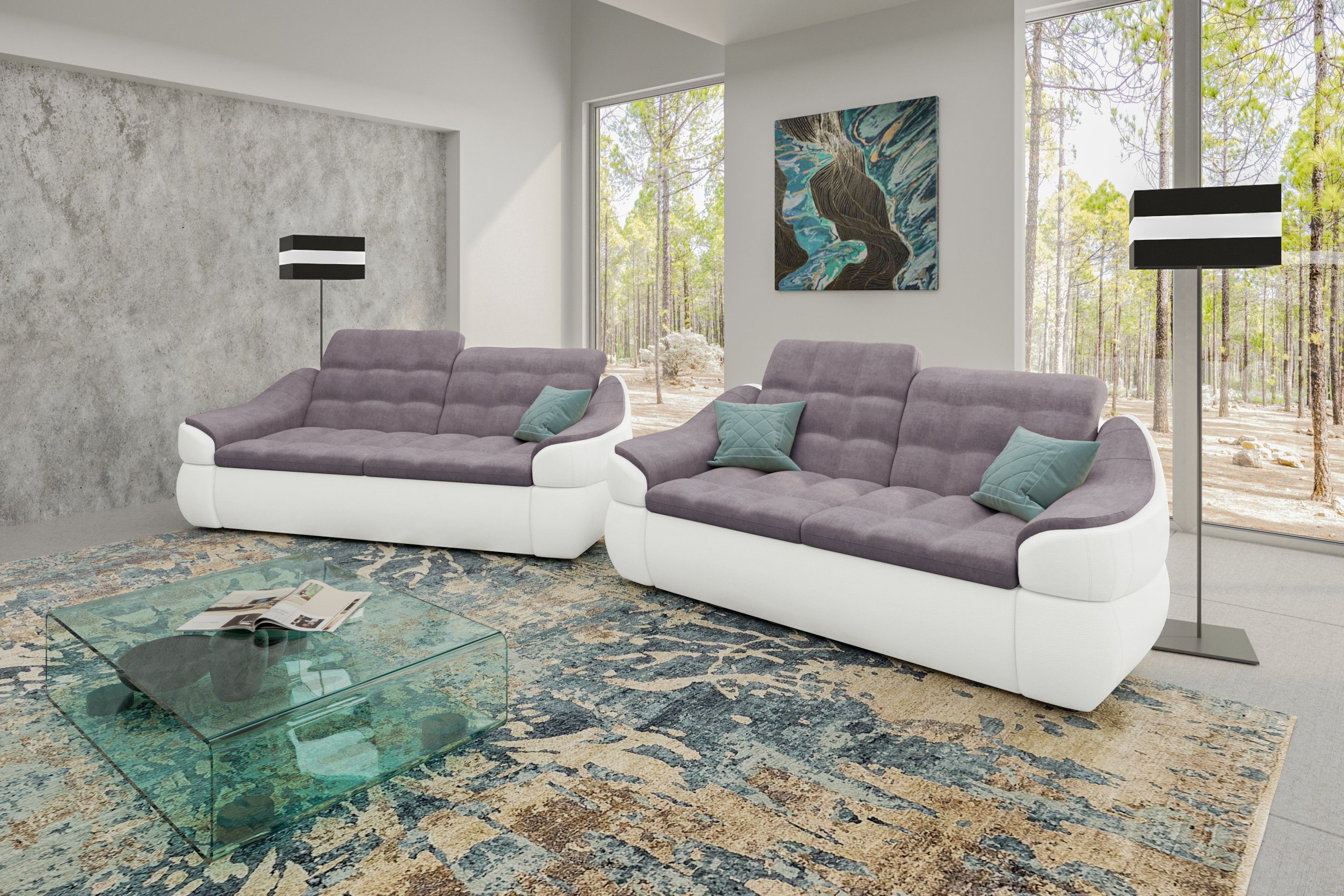 aus made 2,5-Sitzer Stylefy Sofa, bestehend Polstergarnitur Design, Alisa, Modern Sofa in und (Set (2-tlg), Europa 2-Sitzer