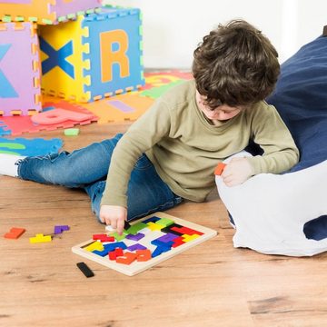 Kind Ja Steckpuzzle Puzzles, Kinderpuzzles, Tetris, Holzwürfel, 20-40 Teile, Puzzleteile, Geeignet für Kinder, um die Würfel zu identifizieren
