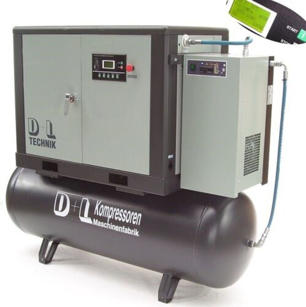 Apex Kompressor Schraubenkompressor 7,5kW Kompressor 800L 12 bar + Trockner, 7500 W