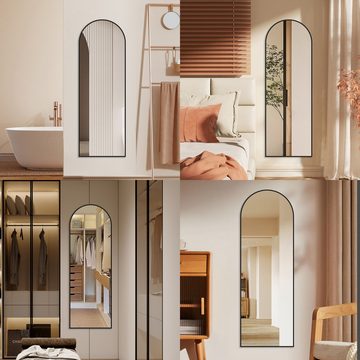 Hopibath Ganzkörperspiegel für Schlafzimmer Spiegel groß für Flur Wohnzimmer Garderobe Hotel (Bodenspiegel Rundbogen, mit Alurahmen, 5mm Glas), 150x50, 140x40cm