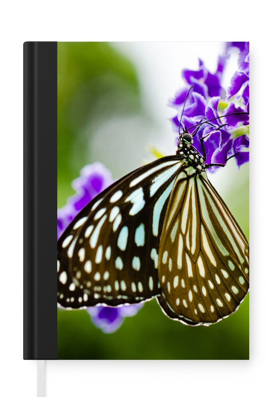 MuchoWow Notizbuch Lavendel - Schmetterling - Botanisch, Journal, Merkzettel, Tagebuch, Notizheft, A5, 98 Seiten, Haushaltsbuch | Notizbücher