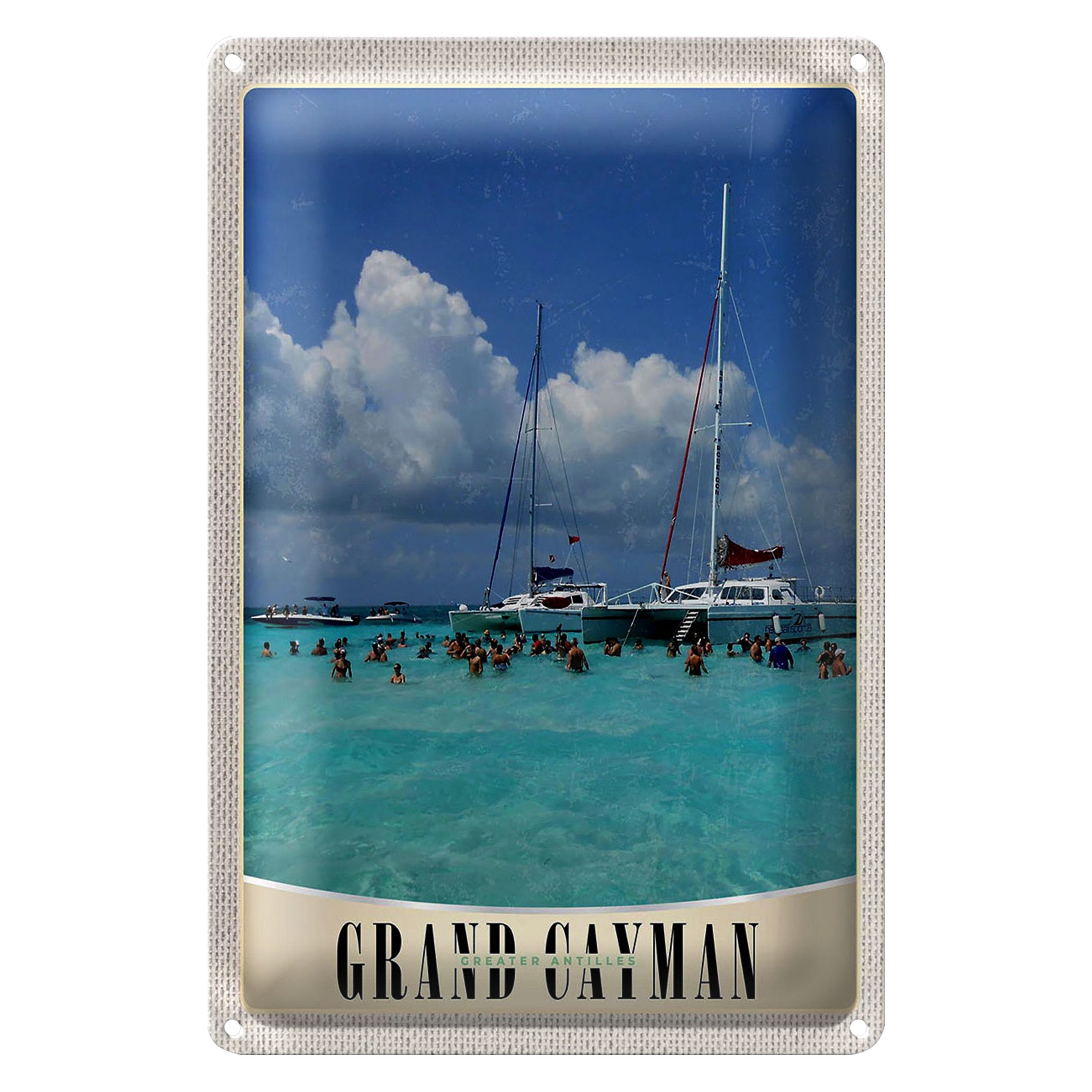 Roomando Metallschild Reise 12x18cm Grand Cayman Insel Amerika Yacht