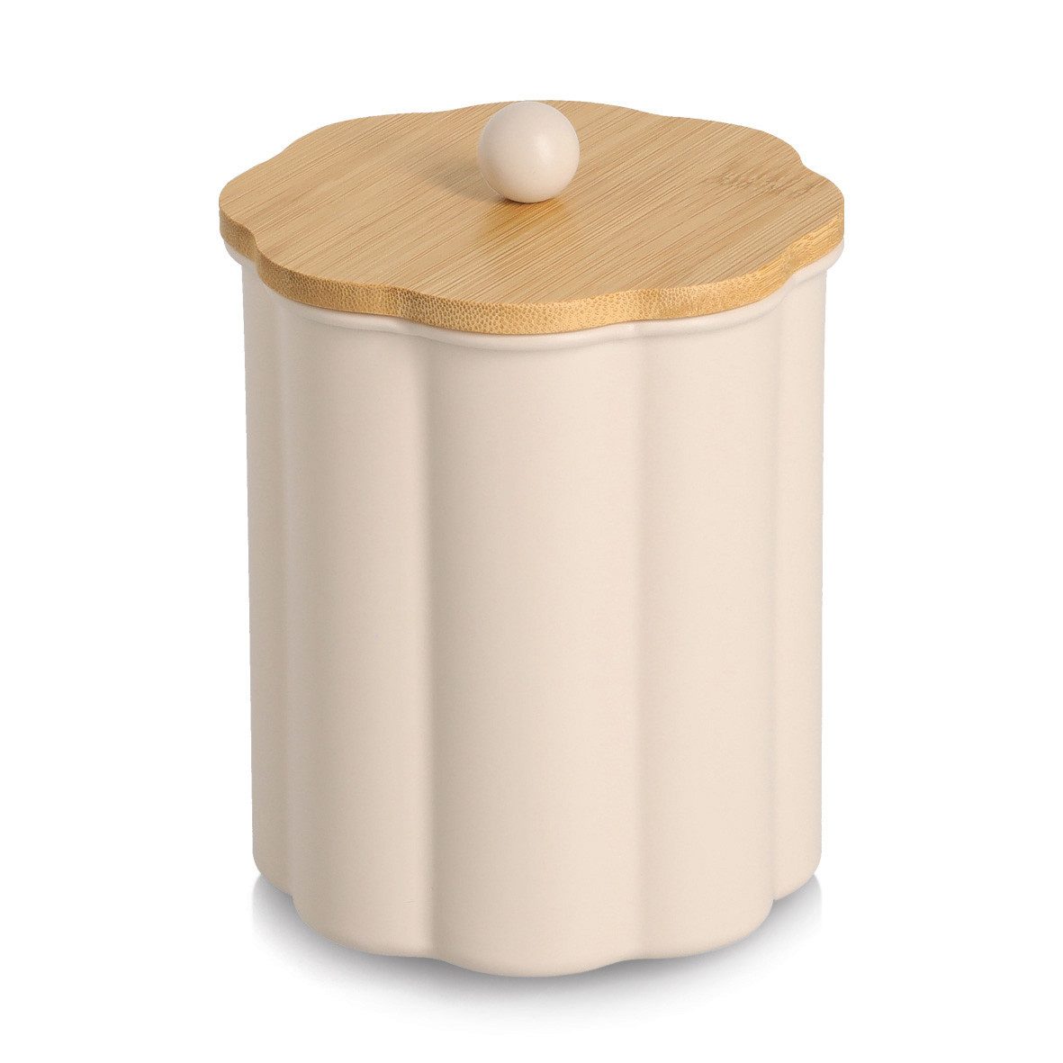 Zeller Present Deckel Vorratsdose mit Bambusdeckel, 1000 ml, Metall, Eisen/Bambus, beige, ca. Ø 12,2 x 16,5 cm