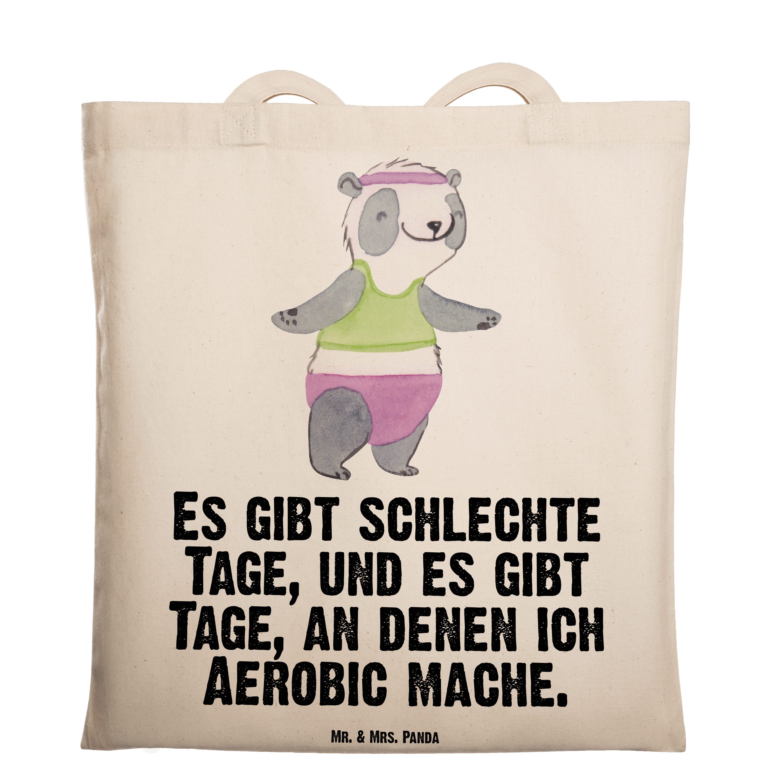 Tage Geschenk, Aerobic Mr. Panda Panda Einkaufstasche & Transparent (1-tlg) Sportler, Tragetasche - - Mrs.