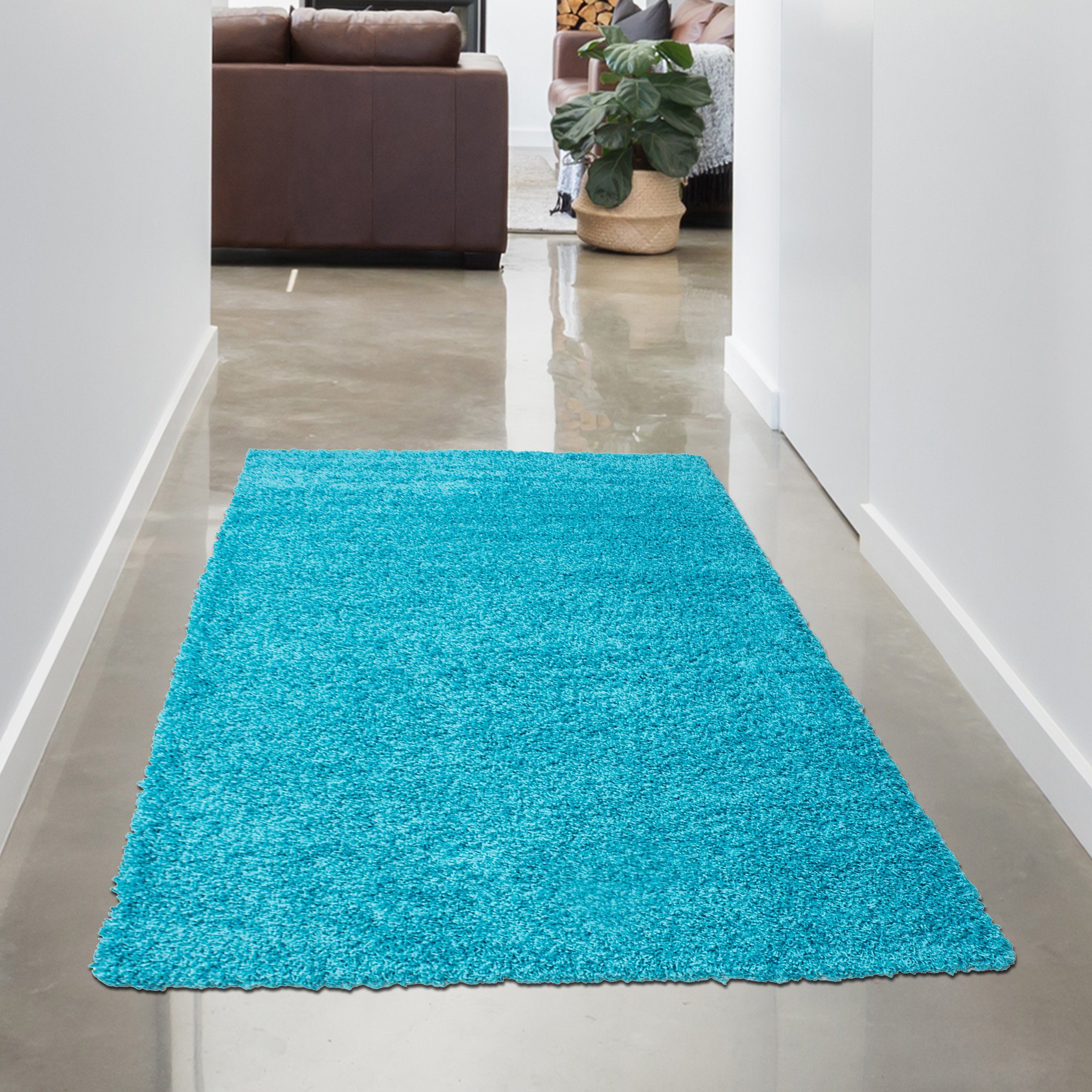 Carpetia Teppich Spaghetti Teppich kuschelig warm in türkis, rechteckig, Hö günstig online kaufen