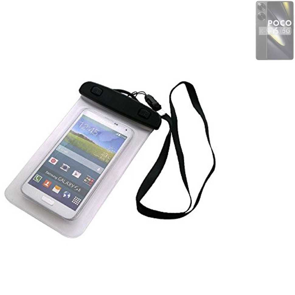 K-S-Trade Handyhülle für POCO F6, Schutz Hülle Handy Hülle Beach Bag wasserdicht 16cm x 10cm