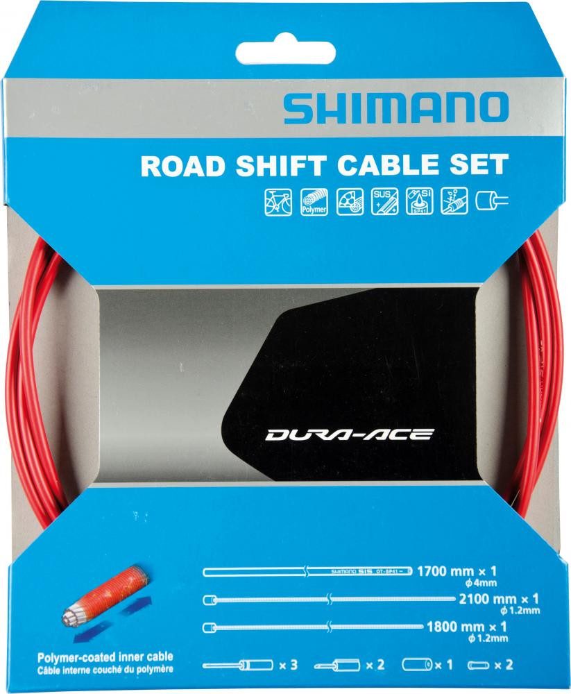 Shimano Schaltzug SHIMANO Schaltzug-Set Road polymerbeschichtet Schaltzug - Rot