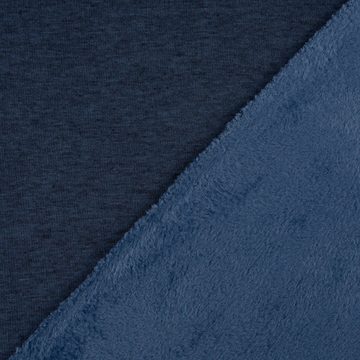 SCHÖNER LEBEN. Stoff Sweatstoff Alpensweat kuschelweich uni indigo blau meliert 1,50m, allergikergeeignet