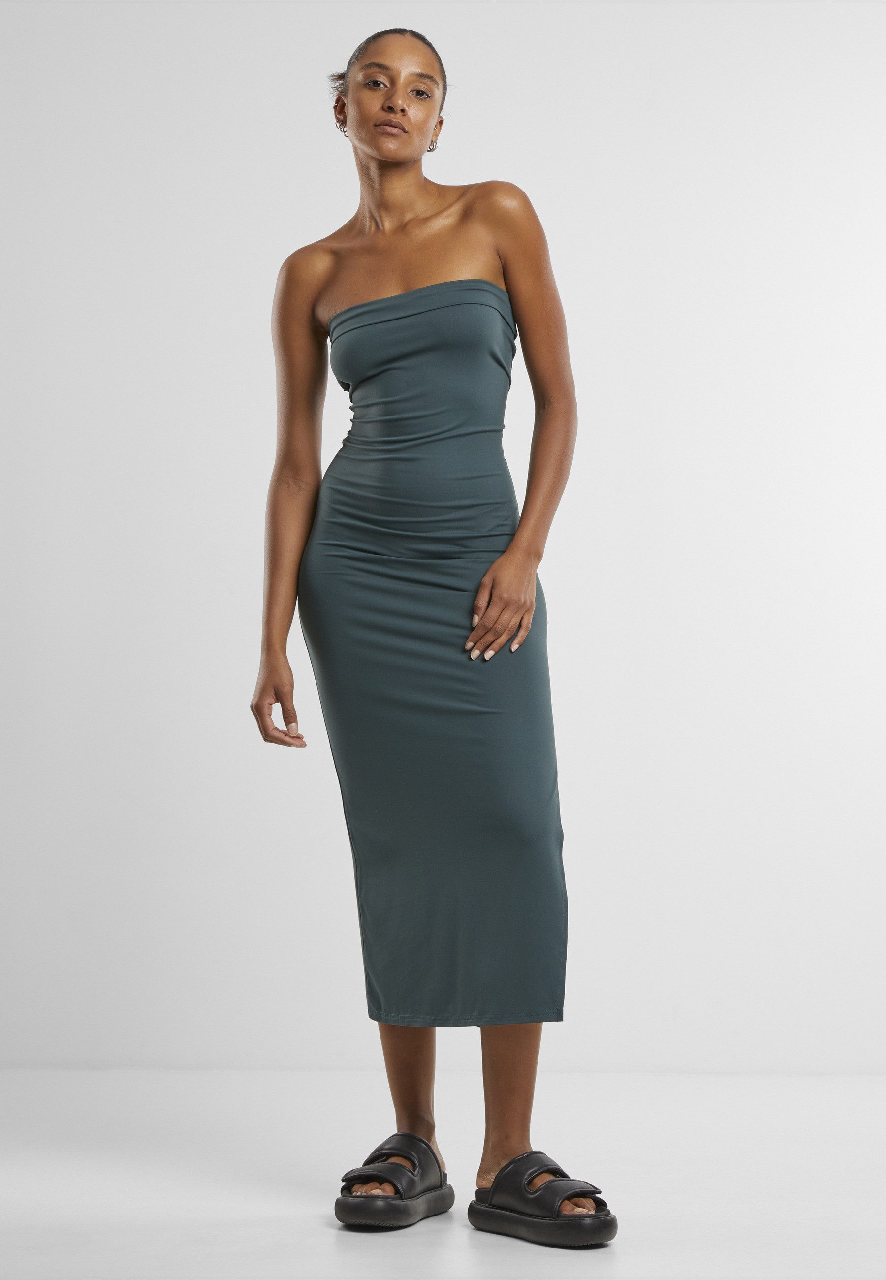URBAN CLASSICS Shirtkleid Urban Classics Ladies Bandeau Midi Dress (1-tlg)