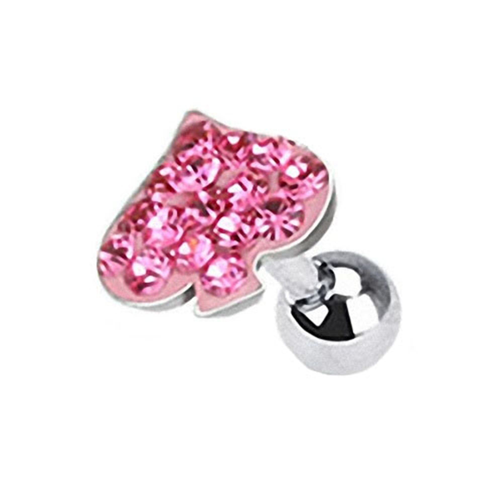 Taffstyle Piercing-Set Piercing Ohr Helix Tragus Kristall Pik Ass, Chirurgenstahl Ohrpiercing Cartilage Stab Barbell Stecker Strass Pik Pink