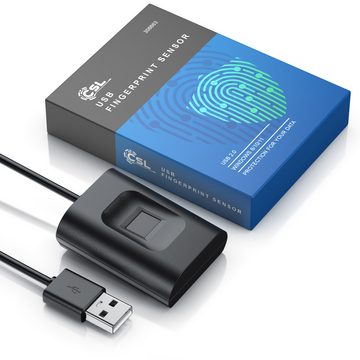 CSL Fingerabdrucksensor USB Fingerabdruckleser kabelgebunden, bis zu 10 IDs, Finger Scanner, plug & play, Rundumerkennung, Windows 8 / 10 / 11 kompatibel