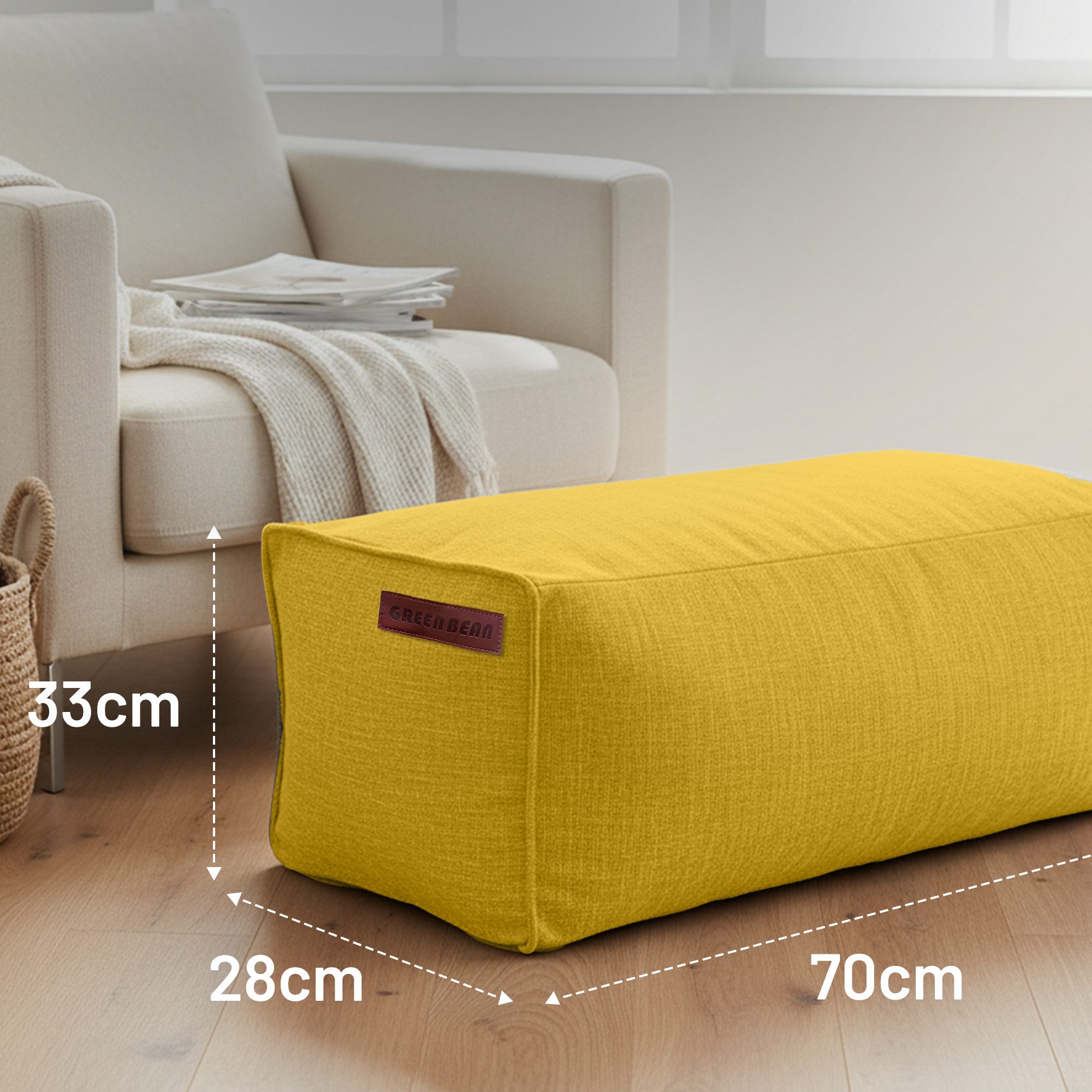 Green Bean Pouf Ottomane Linen (Indoor Sitzhocker Sitzkissen Fußhocker Relax-Sessel, Made in Germany), die ideale Ergänzung zum Sitzsack