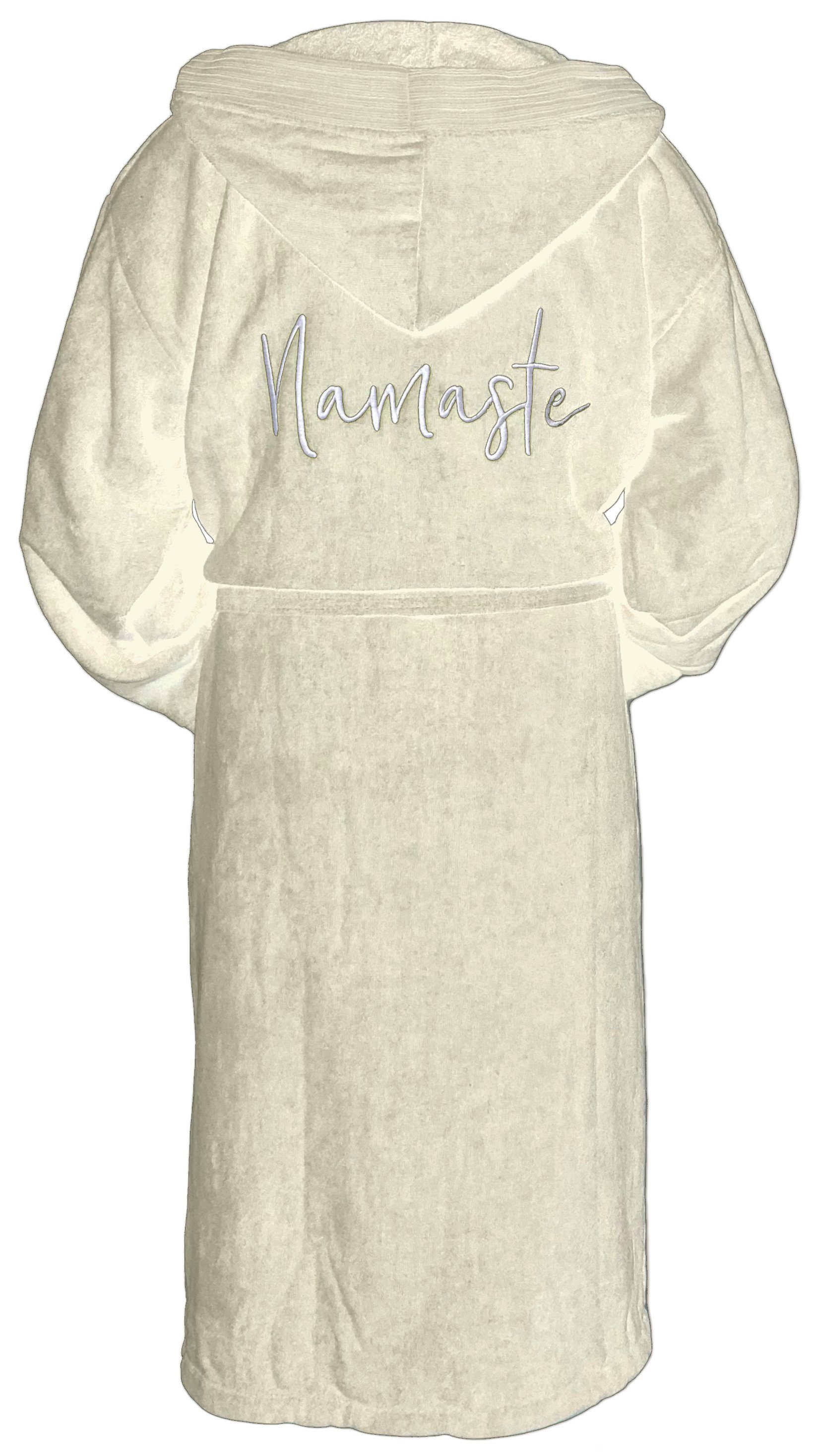 Schnoschi Unisex-Bademantel Bademantel mit Kapuze und Taschen Namaste aus w günstig online kaufen