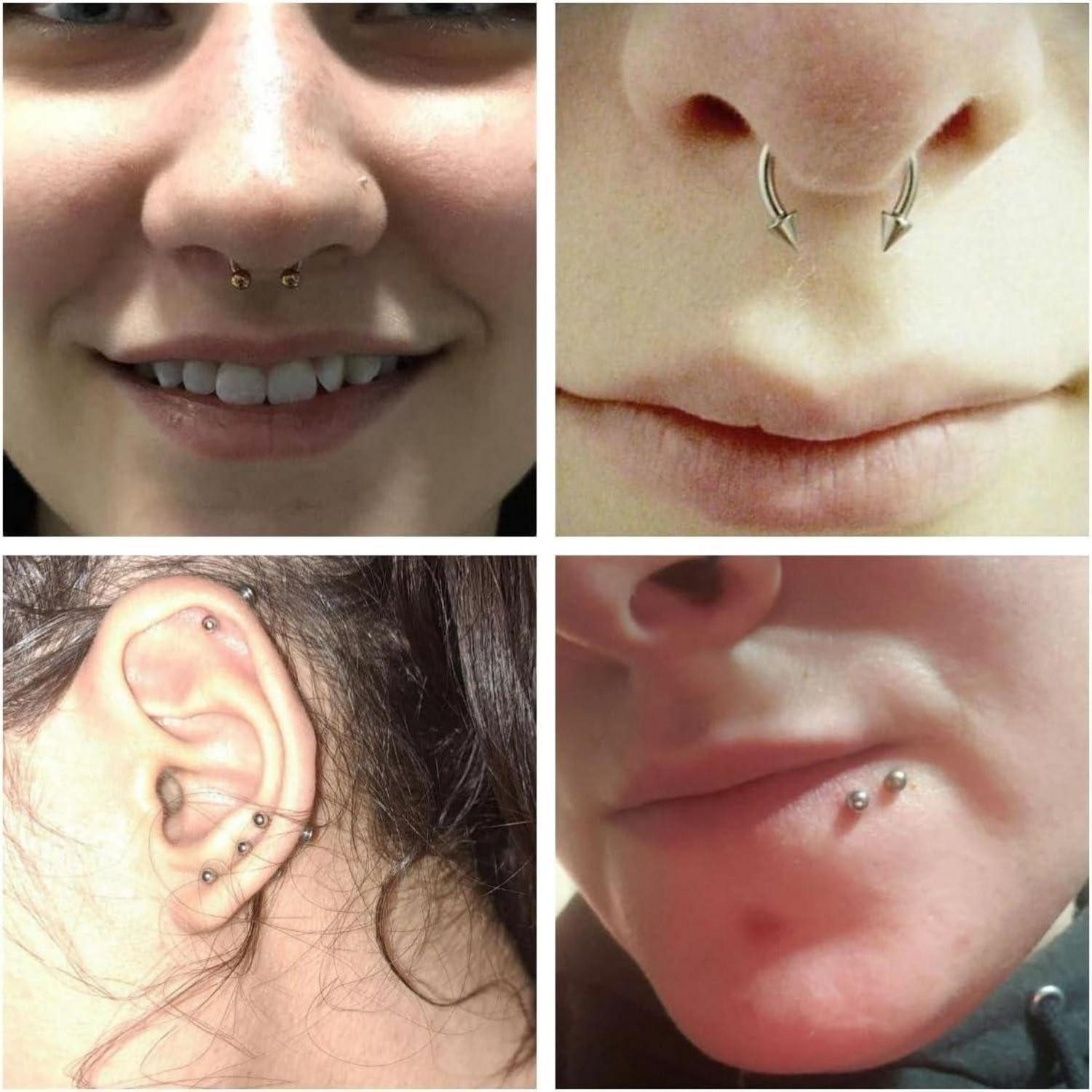 Besyvvin Piercing-Set 20er Piercing Kugel 1,2mm Chirurgenstahl 3mm Ersatzkugeln für Lippe