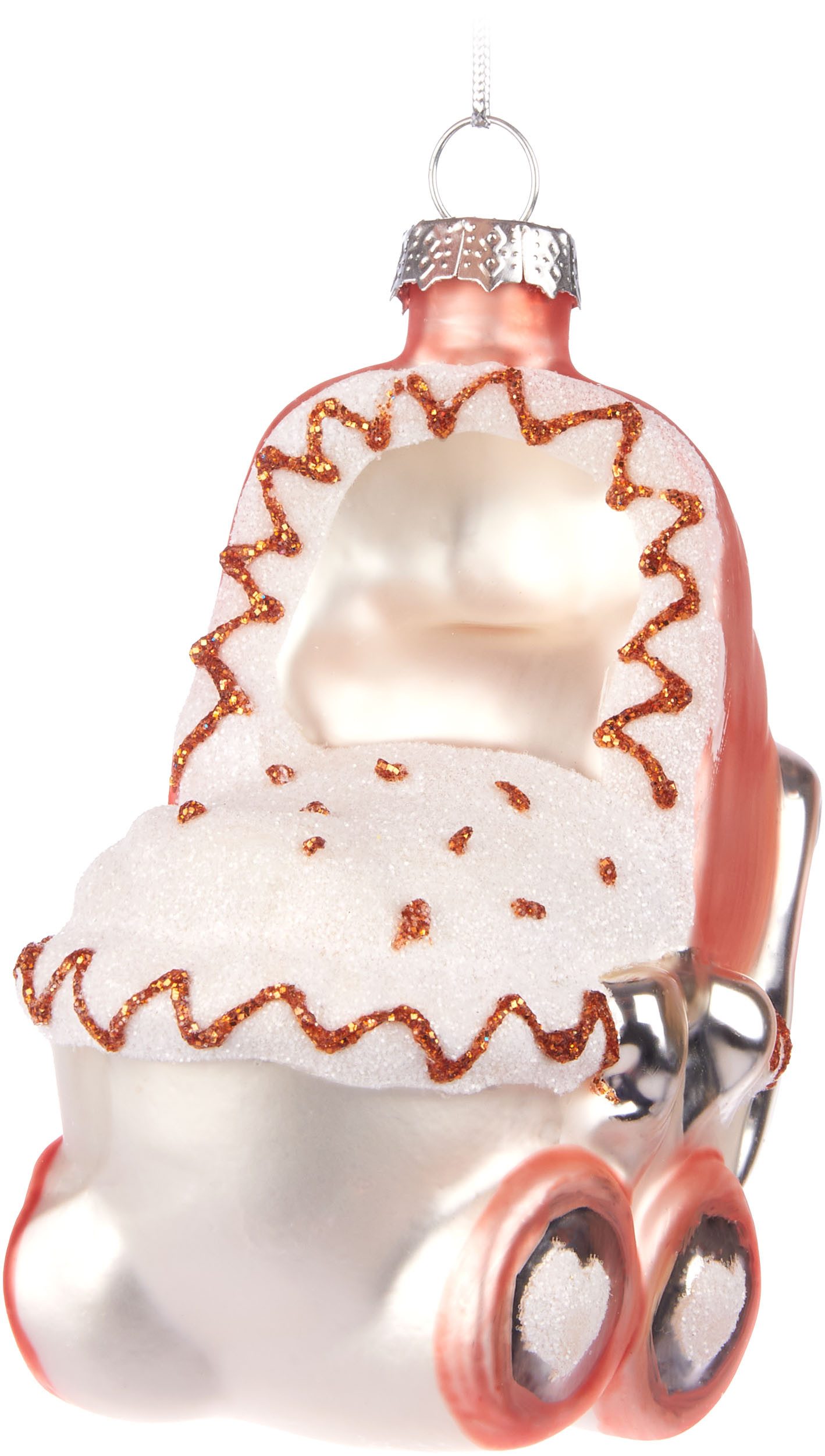 BRUBAKER Weihnachtsbaumkugel Kinderwagen - Baby Weihnachtskugel aus Glas - Handbemalte Figur (1 St), Kinder Christbaumschmuck für Jungen und Mädchen - Christbaumkugel