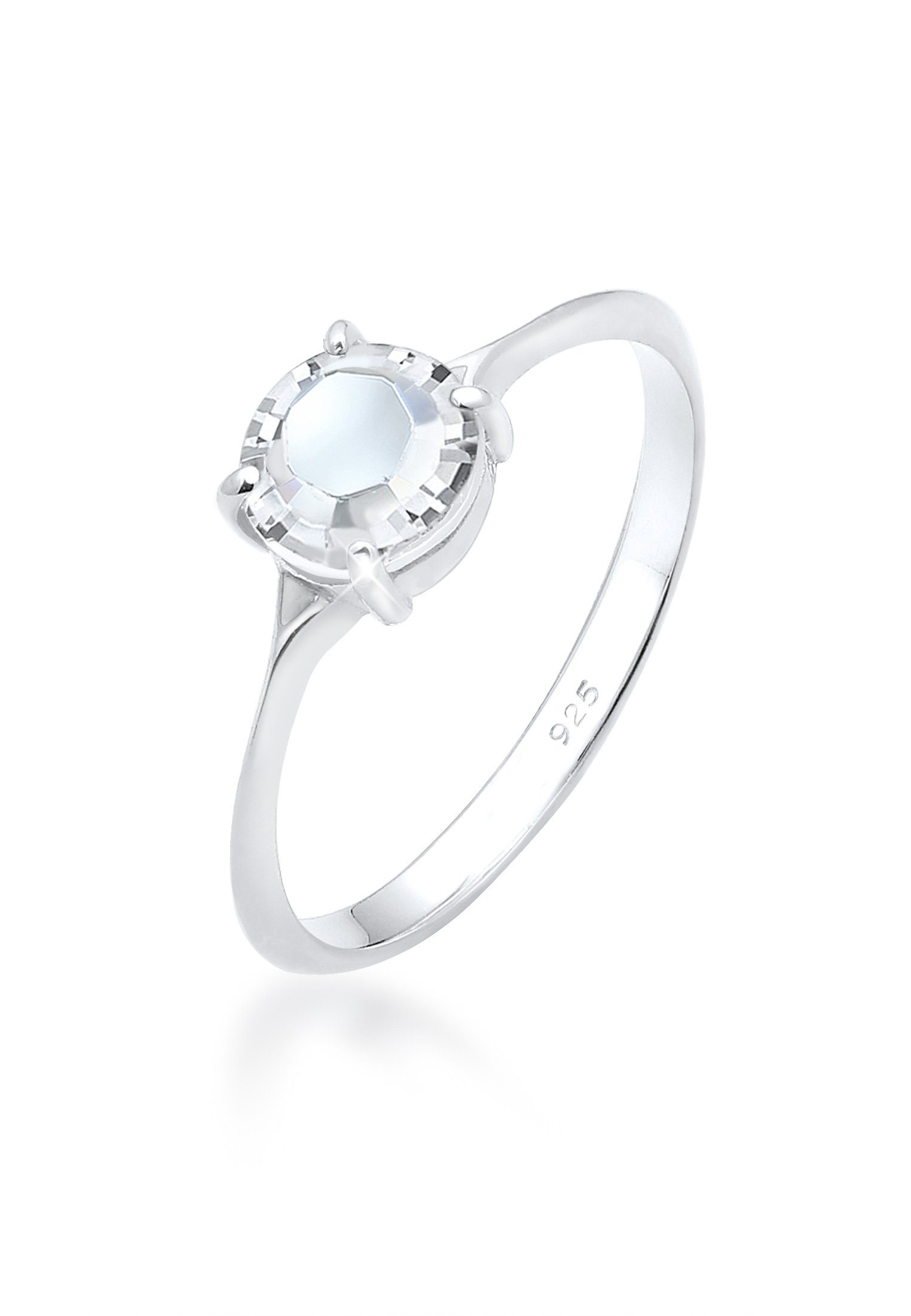 Fingerring Solitär Rund Verlobung Kristalle 925 Sterling Silber