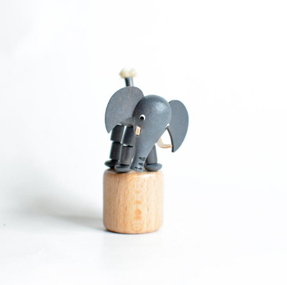 Jan Stephani Erzgebirgische Volkskunst Tierfigur Holzspielzeug Wackelfigur  Elefant Höhe=7,5cm NEU