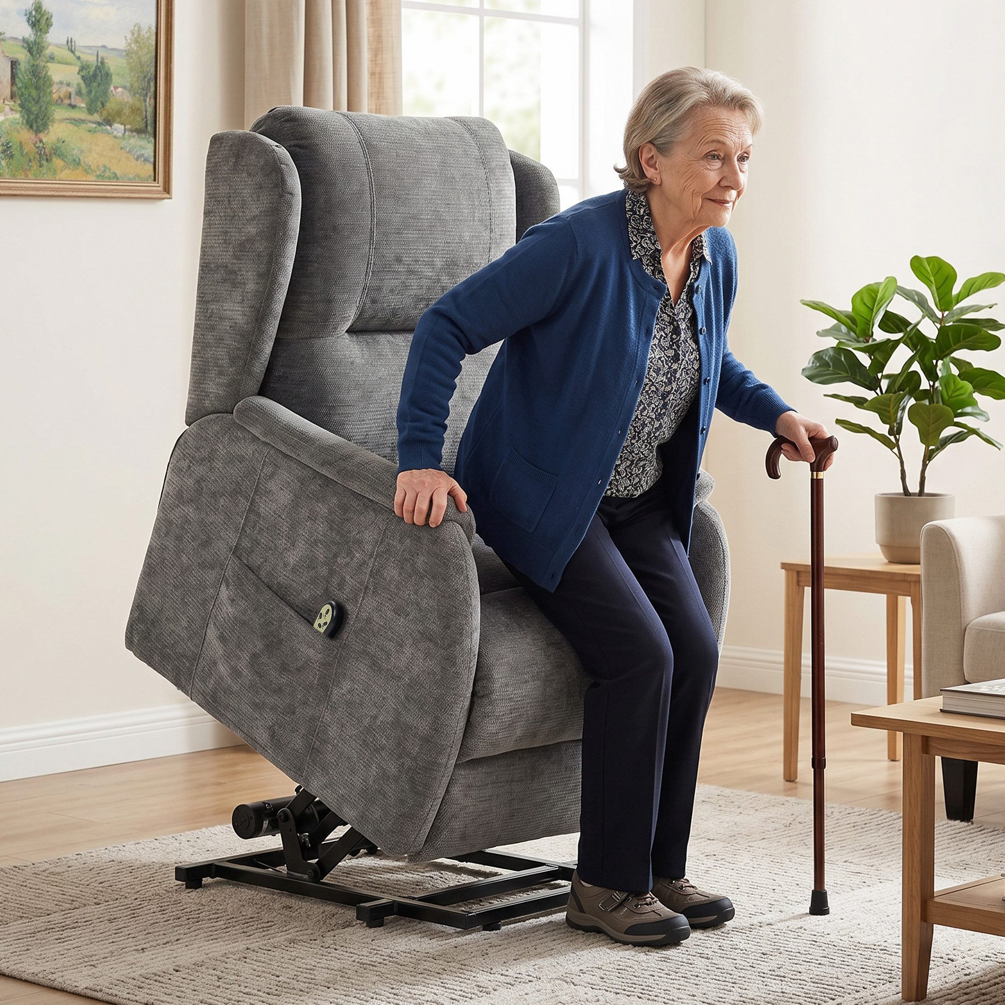 HOMCOM Relaxsessel Fernsehsessel mit 2 Motorn TV Sessel mit Aufstehhilfe (Set, 1-St., 1), Doppelmotor, elektrische Aufstehhilfe, Chenillebezug