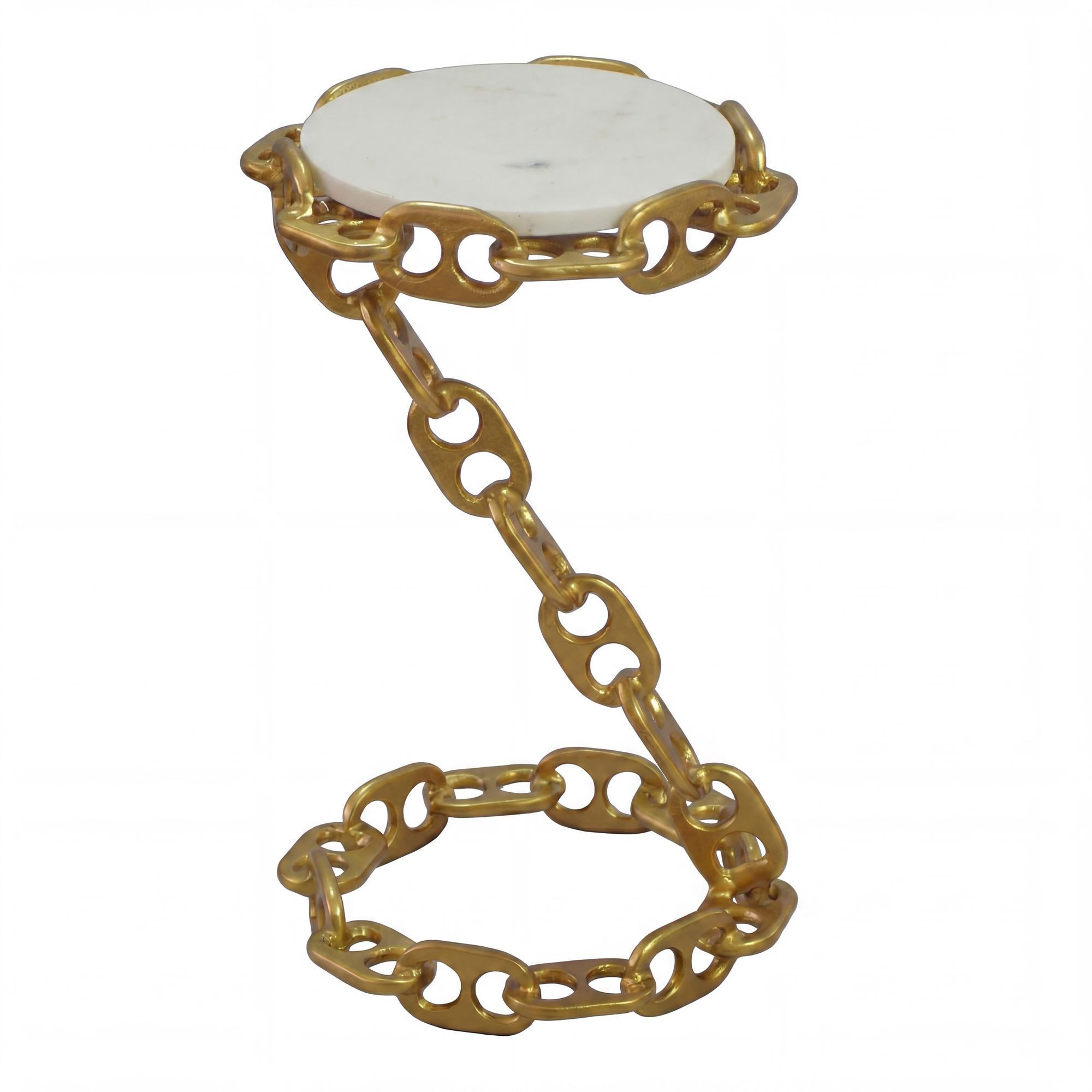 Wohnling Beistelltisch WL7.601 Sofatisch Marmor Wohnzimmertisch 31cm rund Tisch Handmade (Schicker Ablagetisch mit originellem Gestell), Robuste Steinplatte als sichere Ablagefläche