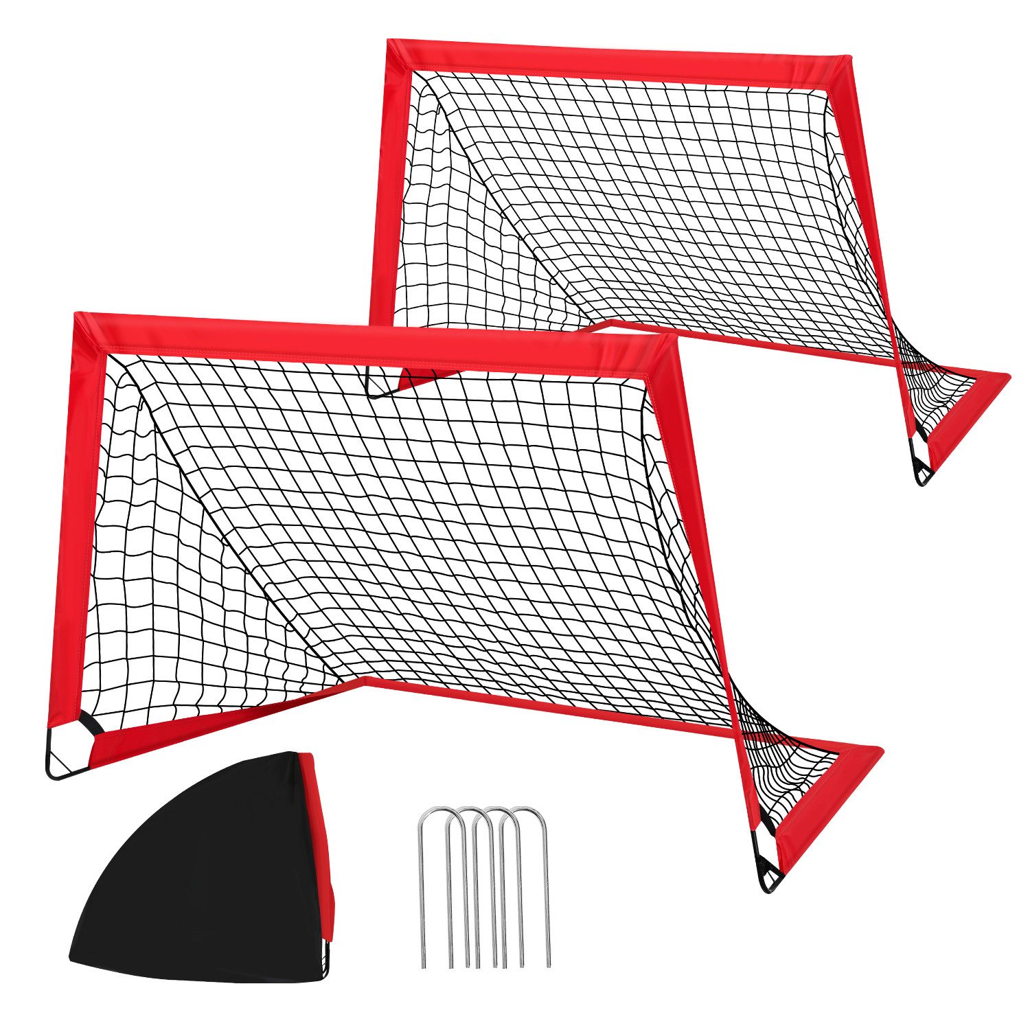 Fußballtor 2er Faltbares Fußballtor Tragbar Fußballnetz 120 x 90 x 90 cm
