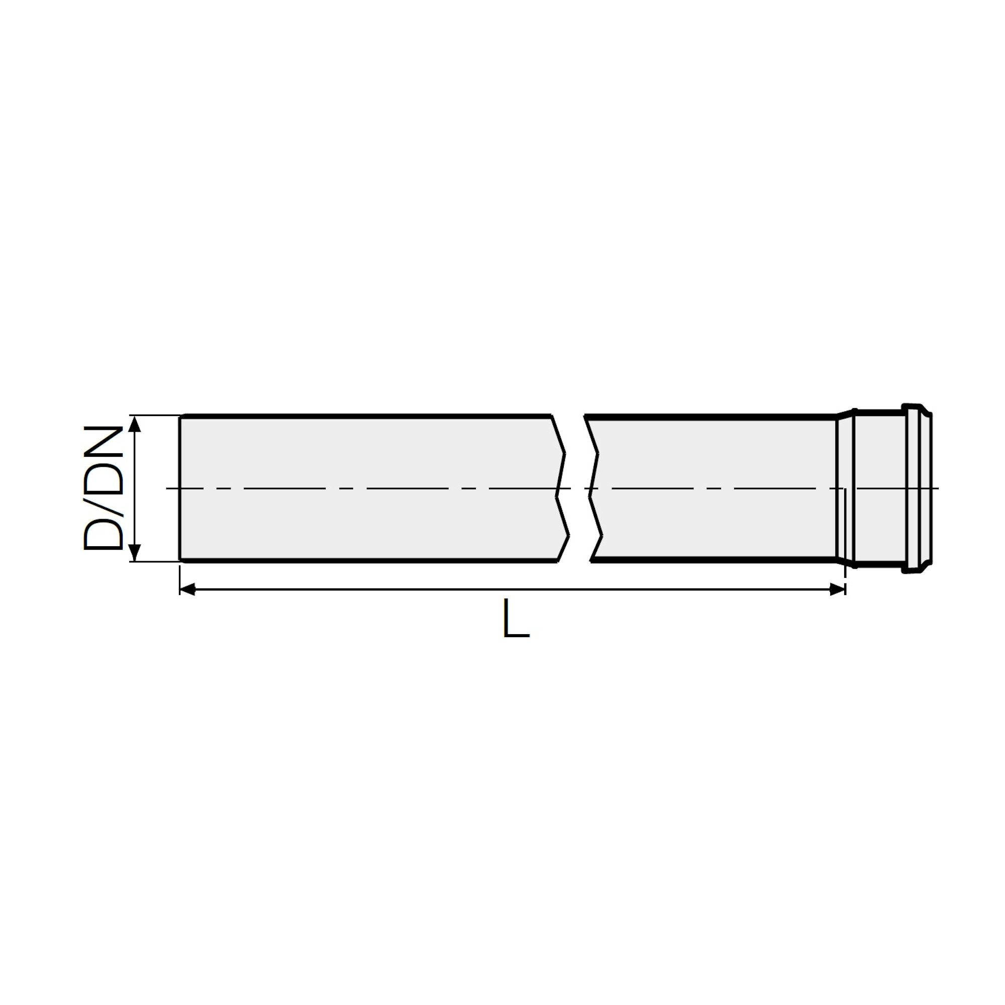 Valsir Ablaufrohr HT Rohr, mit einseitiger Steckmuffe und Gummidichtung, Ø 32 mm
