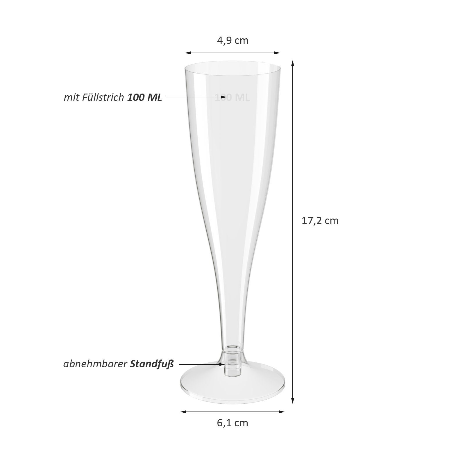 Wellgro Glas Sektgläser aus Kunststoff 100ml mit Eichstrich, 60-tlg. – Bild 2 von 5