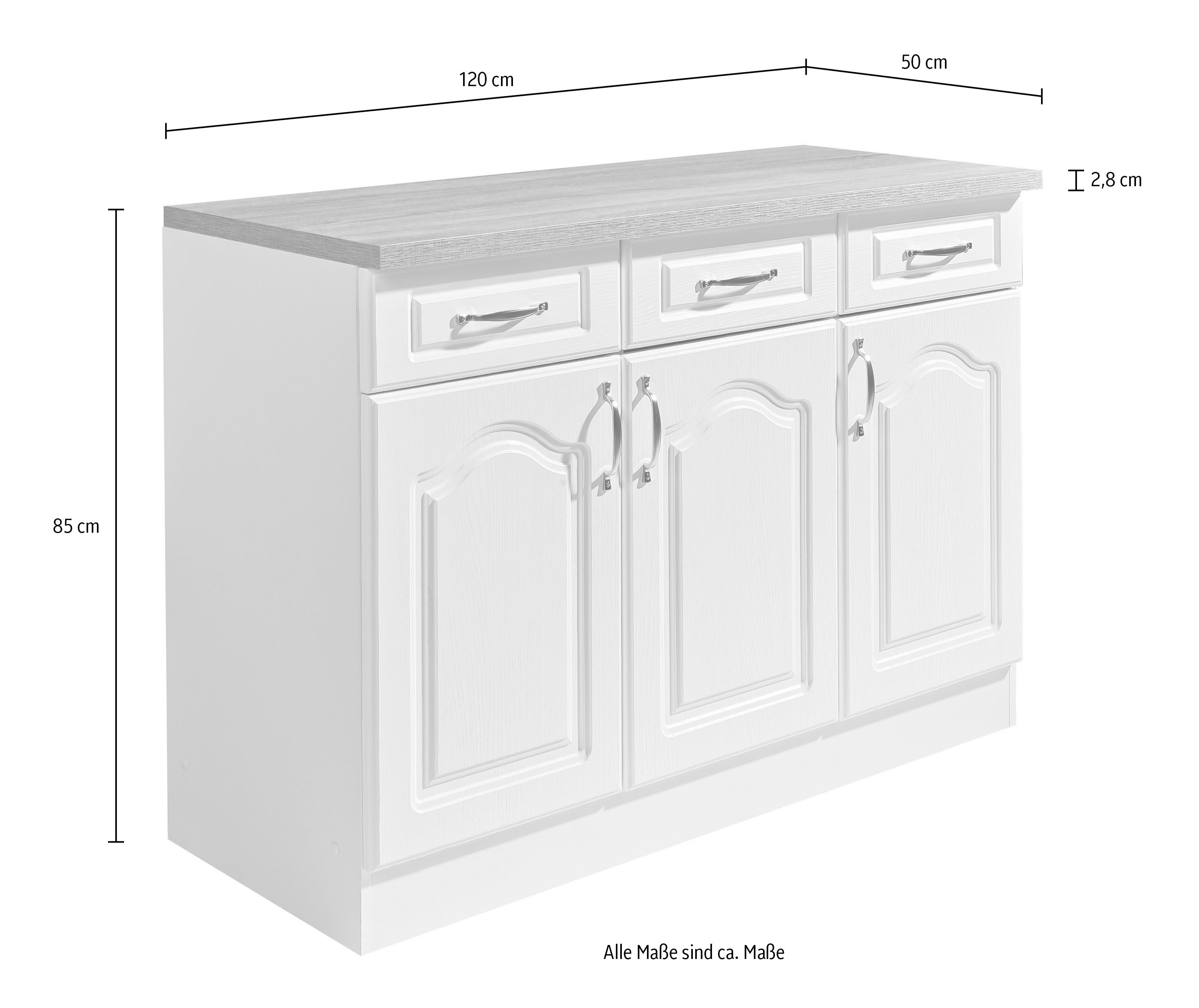 wiho Küchen Unterschrank Linz 120 cm breit, in Landhaus-Optik – Bild 4 von 4