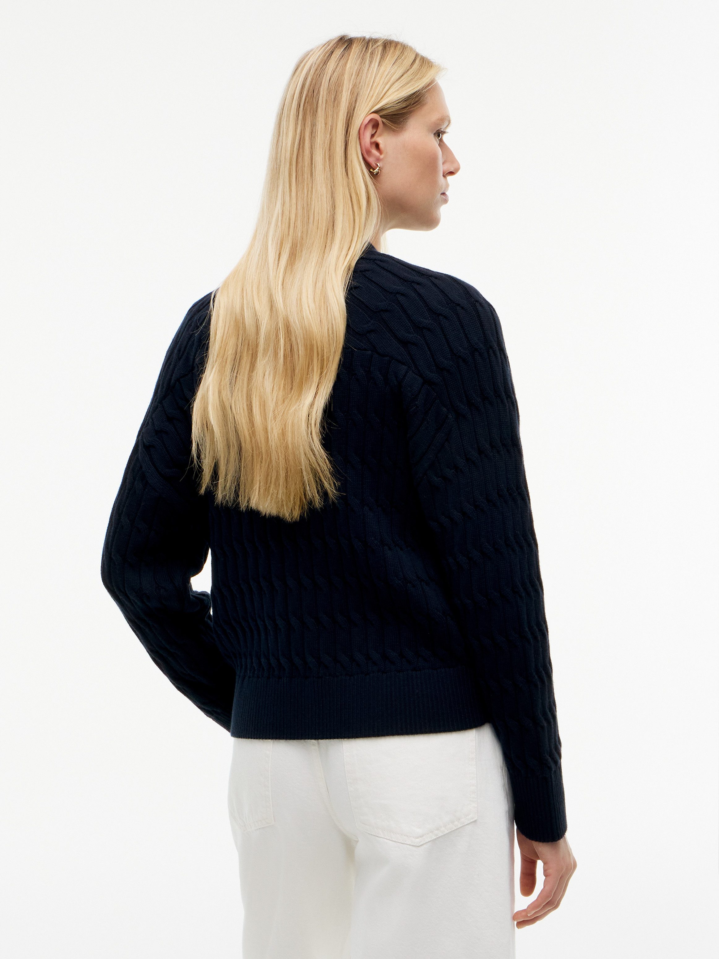 Tommy Hilfiger Strickjacke MID GG CABLE V-NK LS CARDI Baumwolle, mit Zopfstrickmuster