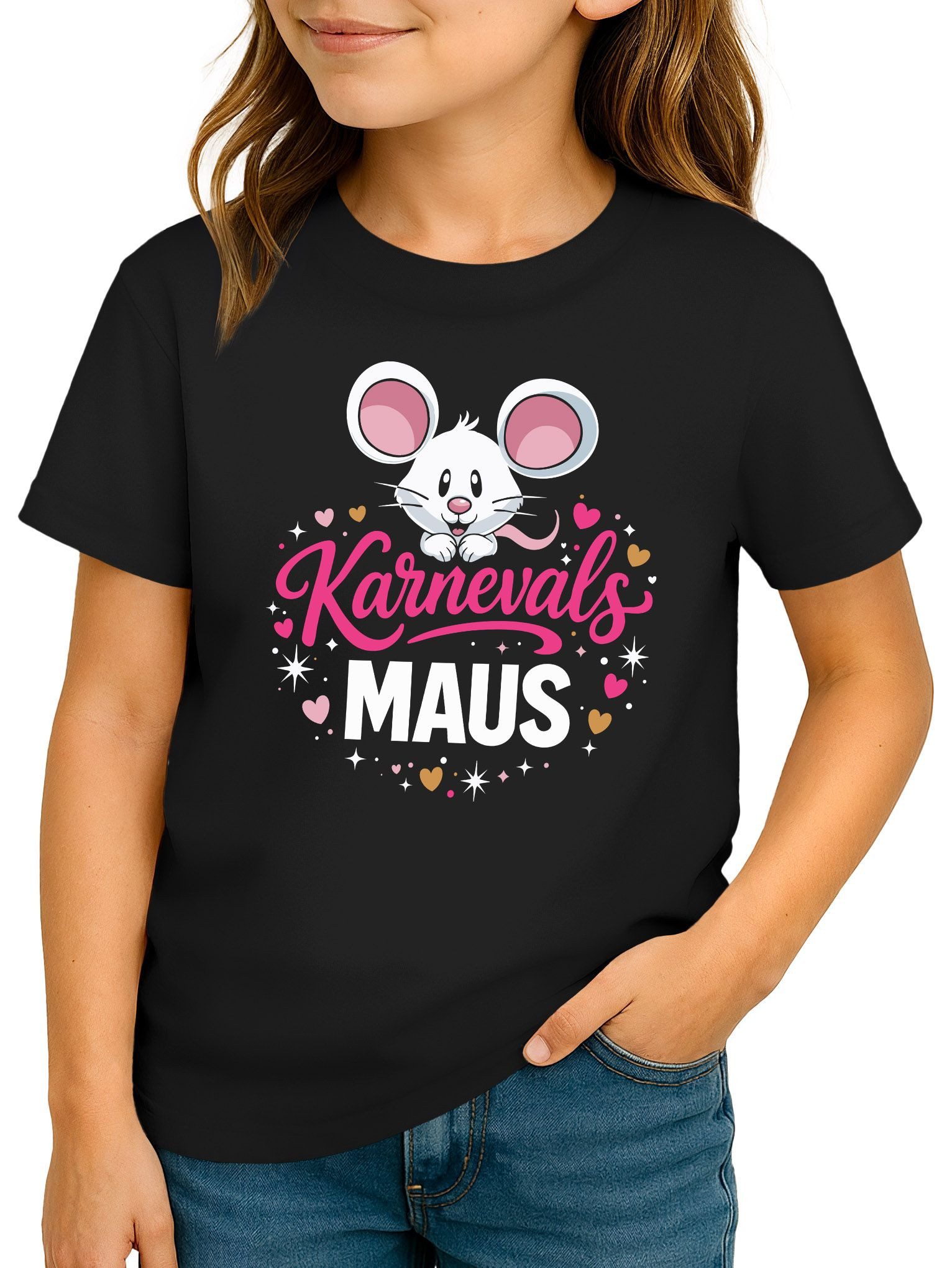 Print-Shirt Kinder T-Shirt Mädchen - Faschingsmaus Karnevlasmaus - Kostümidee