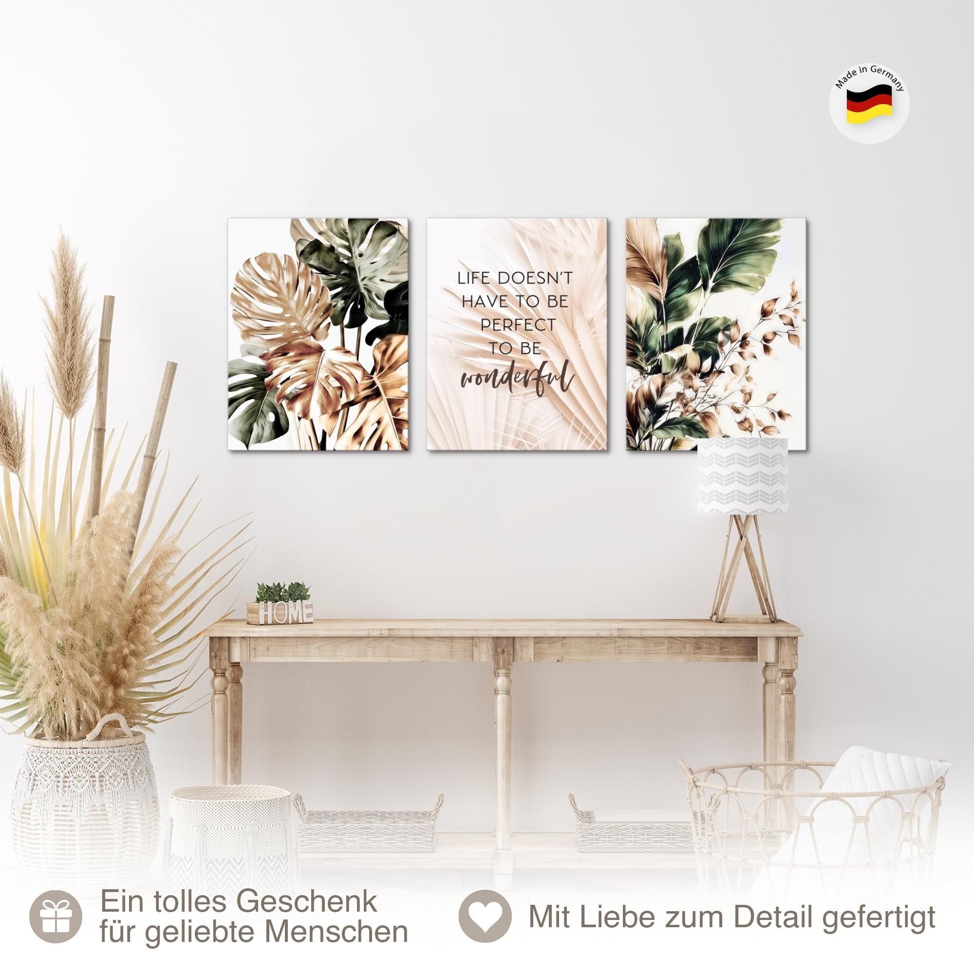 Novart Wandbild Boho Abstrakt Wohnzimmer Schlafzimmer Dekoration Kunstdruck, Blätter – Bild 5 von 5