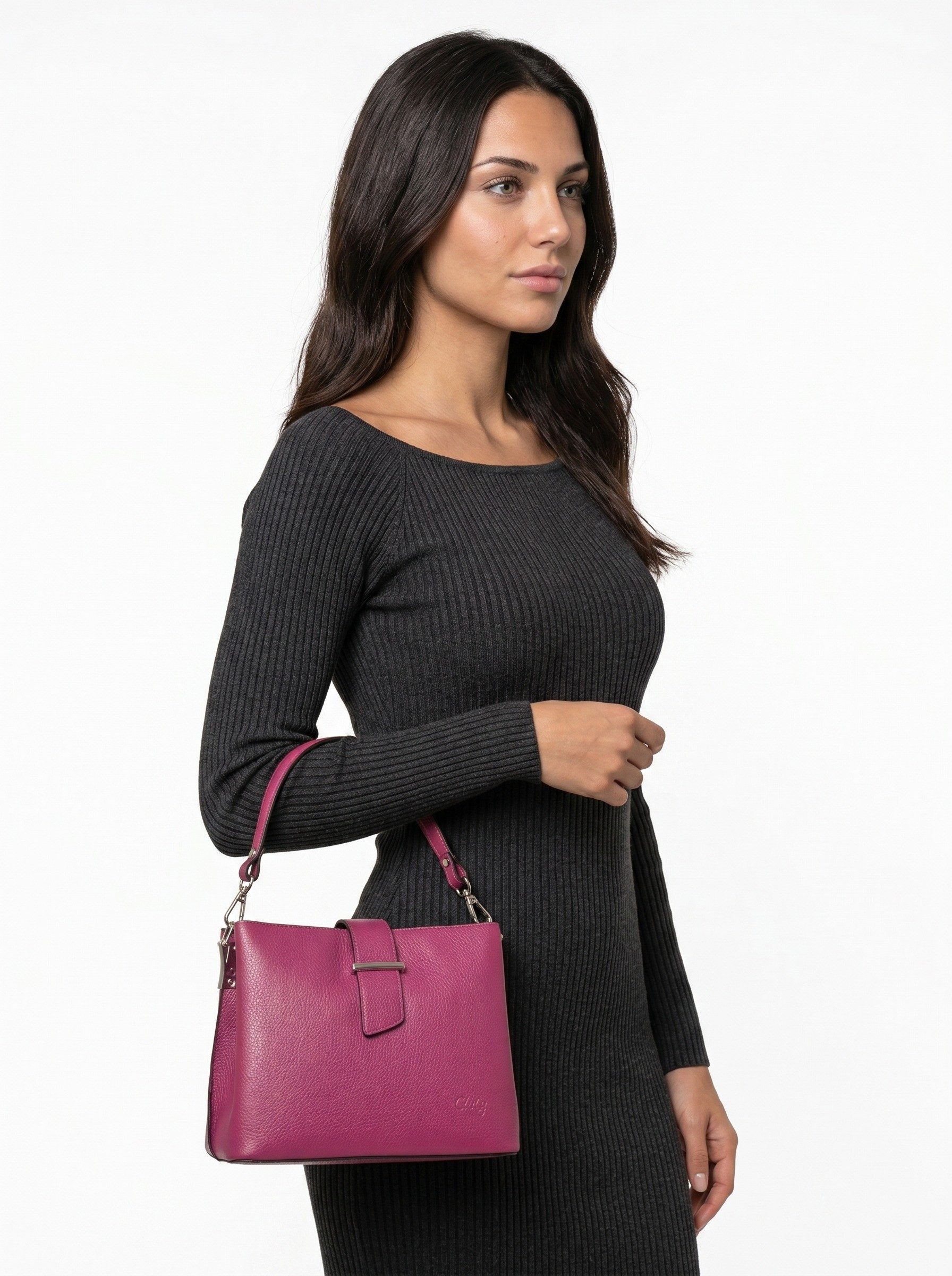 Cluty Henkeltasche, echt Leder, Made in Italy