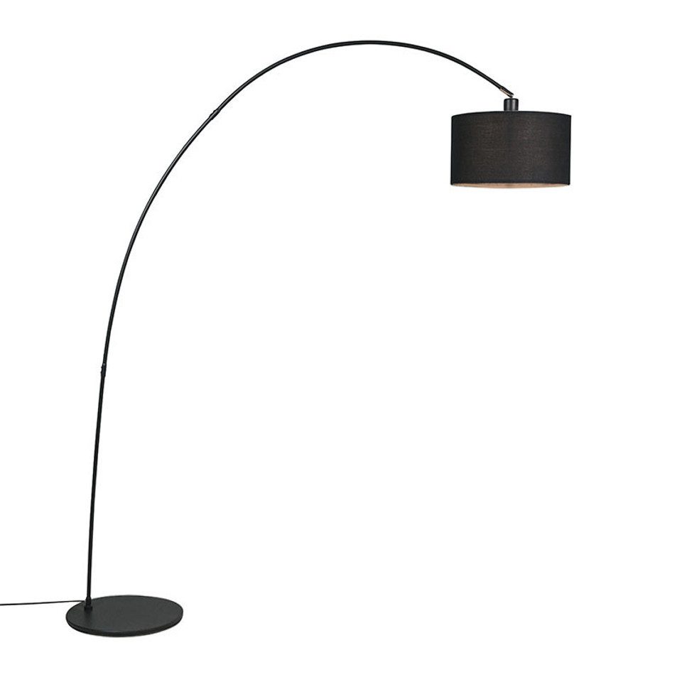 Qazqa Bogenlampe Vinossa, ohne Leuchtmittel, Warmweiß, QAZQA Bogen­lampe, e27, Schwarz, Stahl, Modern