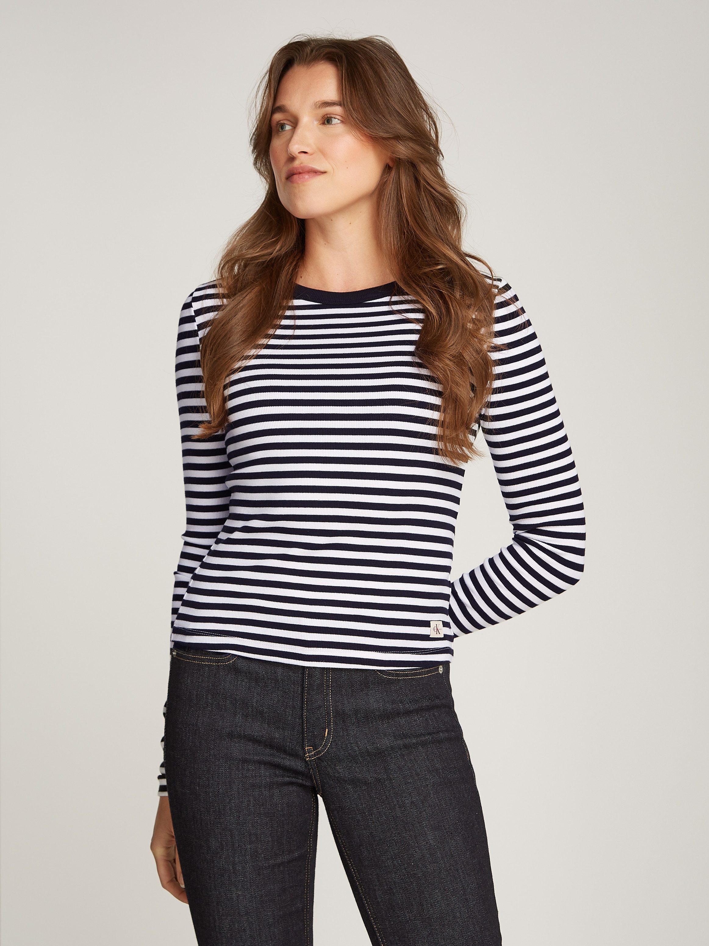 Calvin Klein Jeans Langarmshirt WOVEN LABEL günstig online kaufen