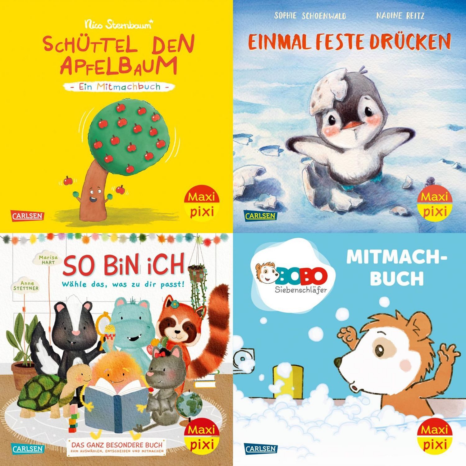 Maxi-Pixi-4er-Set 110: Bilderbücher zum Mitmachen (4x1 Exemplar) / diverse, 4 Minibücher für Kinder ab 3 Jahren