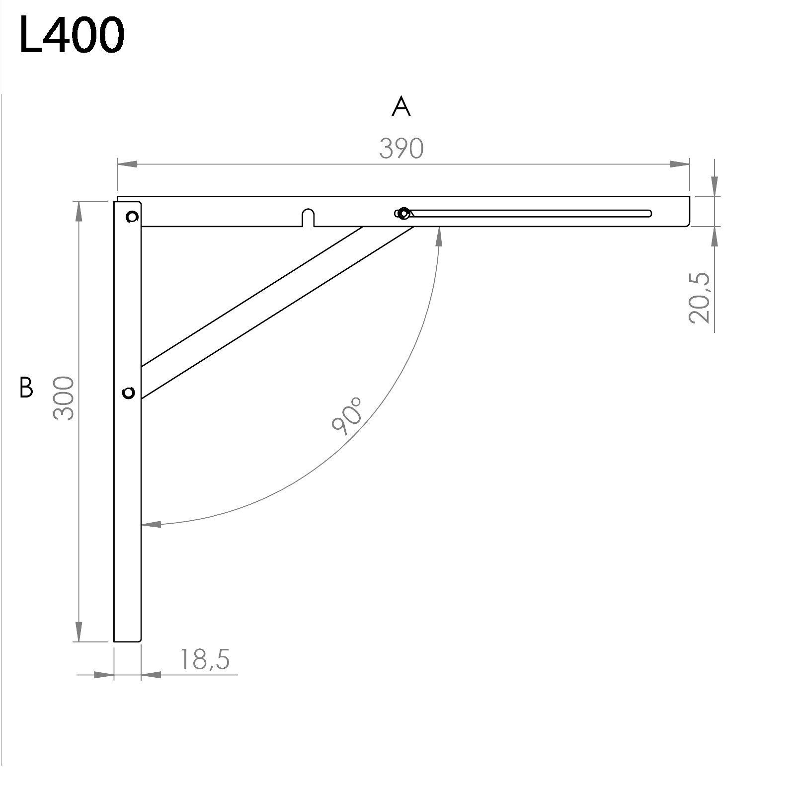 Weiß kg Länge / 120 1-tlg. 390 (pro mm Tragkraft Wandregalhalter SO-TECH® Paar), mm Klappkonsole Höhe 300