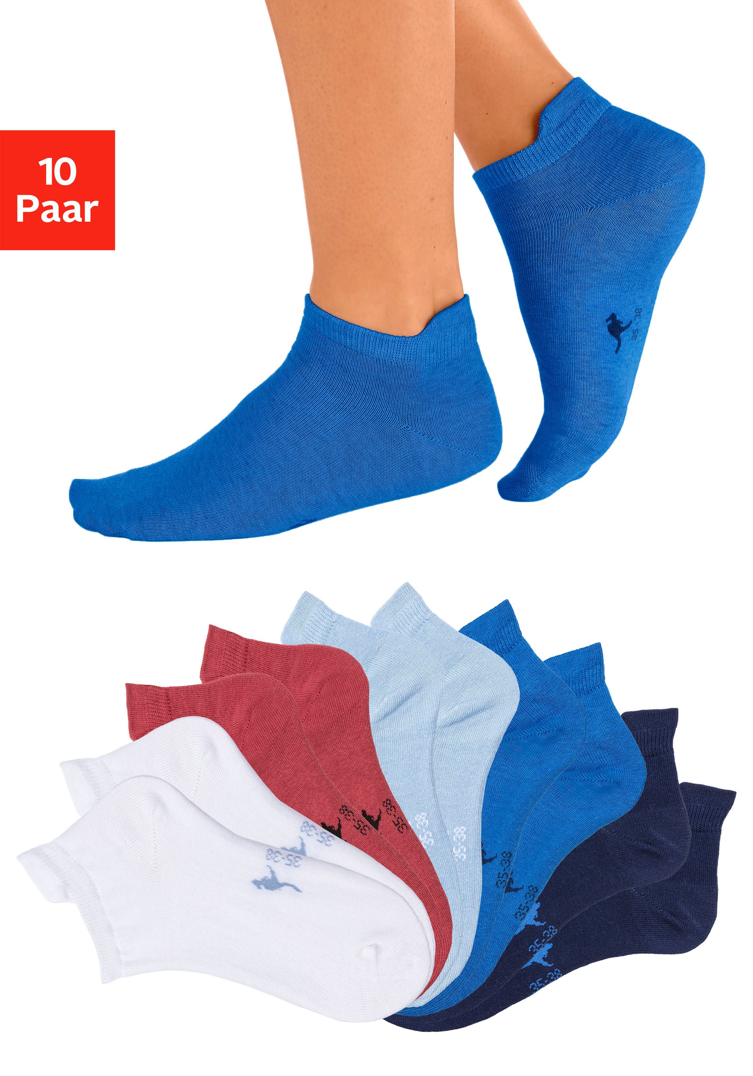KangaROOS Sneakersocken Damen Sneaker Socken, Sportsocken, Sommer Basic (Packung, 10-Paar, Großpackung) mit verlängertem Bündchen hinten