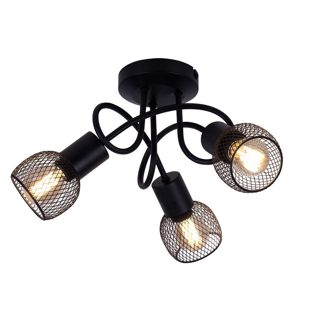 etc-shop Smarte LED-Leuchte, Smart Decken schwarz- Kugel Käfig Rondell Leuchte Spot