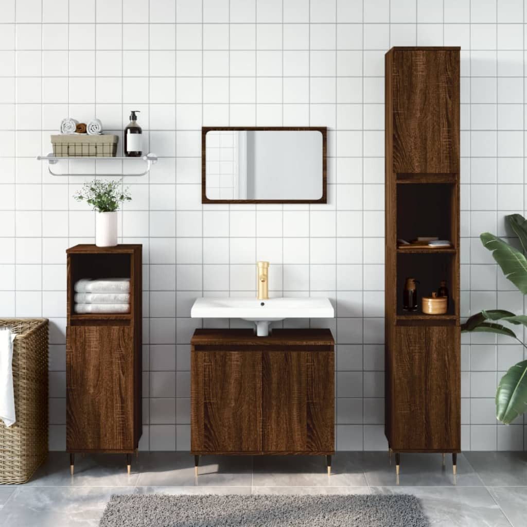 Thumbnail - vidaXL Waschtisch Badschrank Braun Eichen-Optik 58x33x60 cm Spanplatte