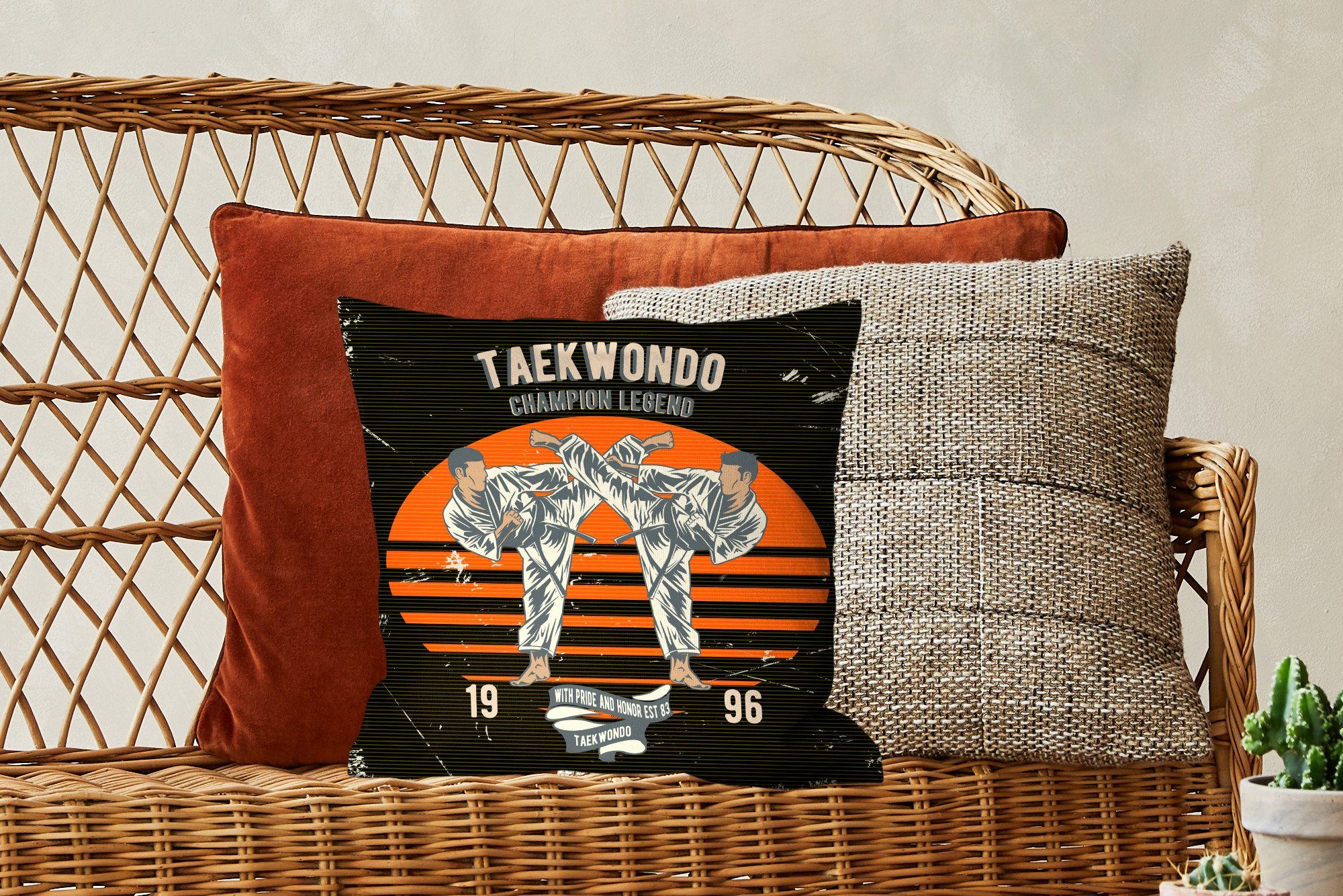 Schlafzimmer, - für Zierkissen Füllung Taekwondo, mit Deko, Jahrgang MuchoWow - Dekokissen Wohzimmer, Sport Sofakissen