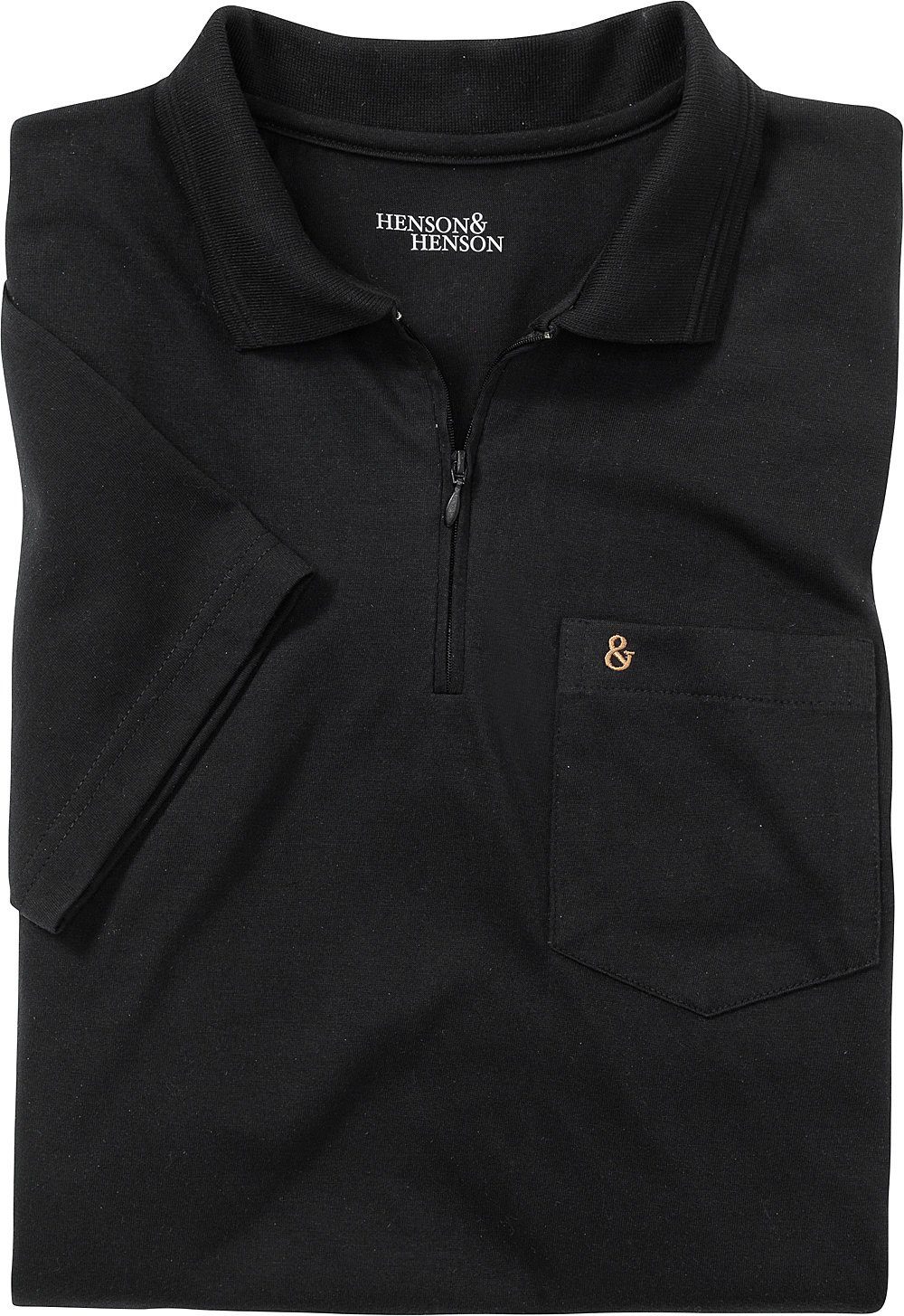 Superweiches HENSON&HENSON schwarz Jersey-Gewebe Poloshirt