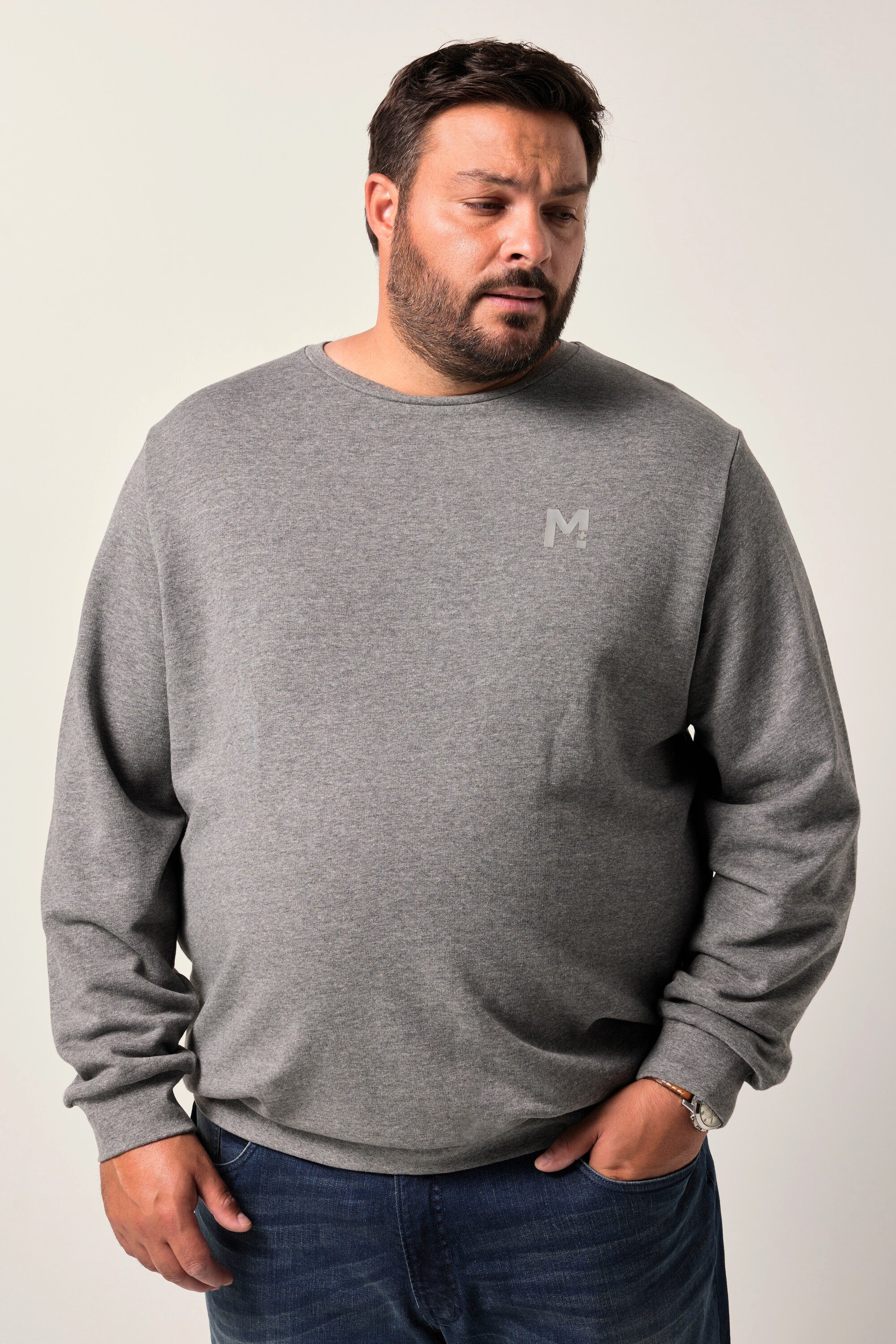 Men Plus Sweatshirt Men+ Sweatshirt Basic Rundhalsausschnitt bis 8 XL günstig online kaufen