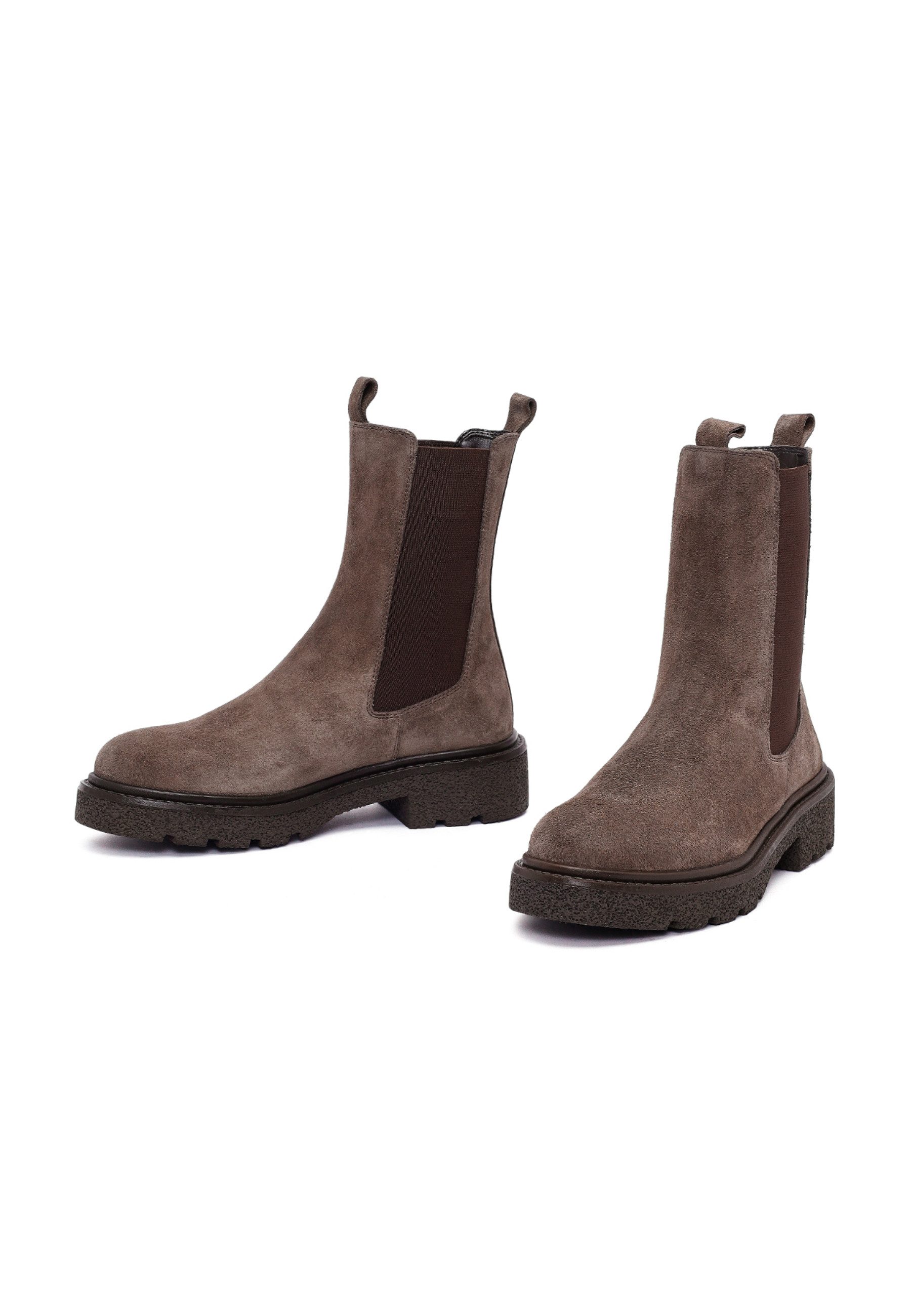 Derimod Chelsea-Stiefel aus Veloursleder Chelseaboots Lederfutter, Thermosohle, Absatz 2 cm