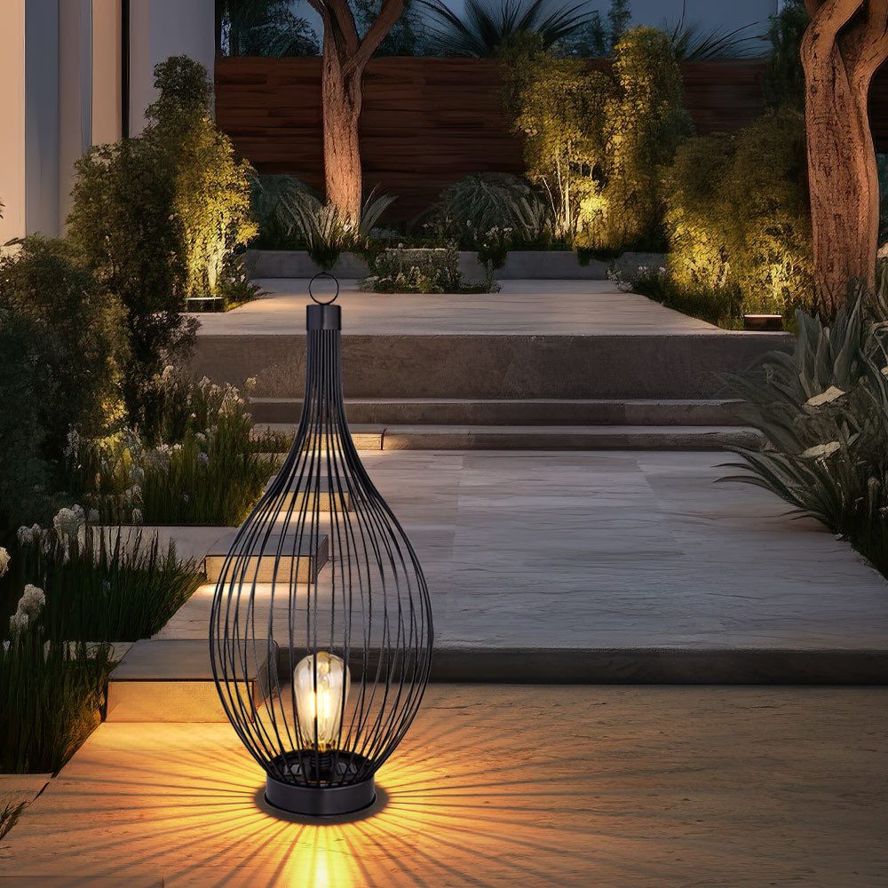 GLOBO LIGHTING LED Solarleuchte, LED-Leuchtmittel fest verbaut, Warmweiß, Solarleuchte Stehlampe Beistellleuchte Außenleuchte